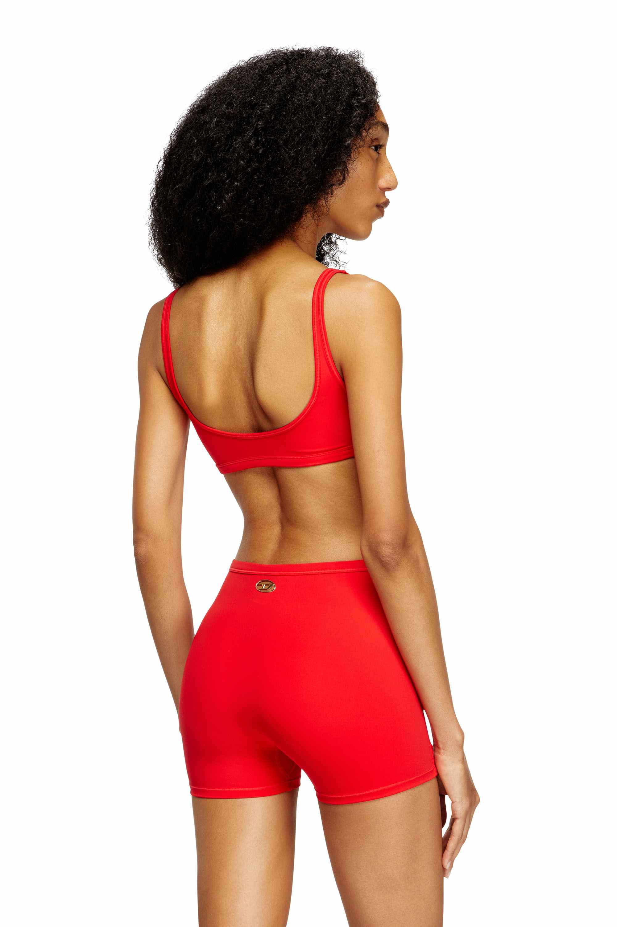 Red Sports bra with cut-out logo