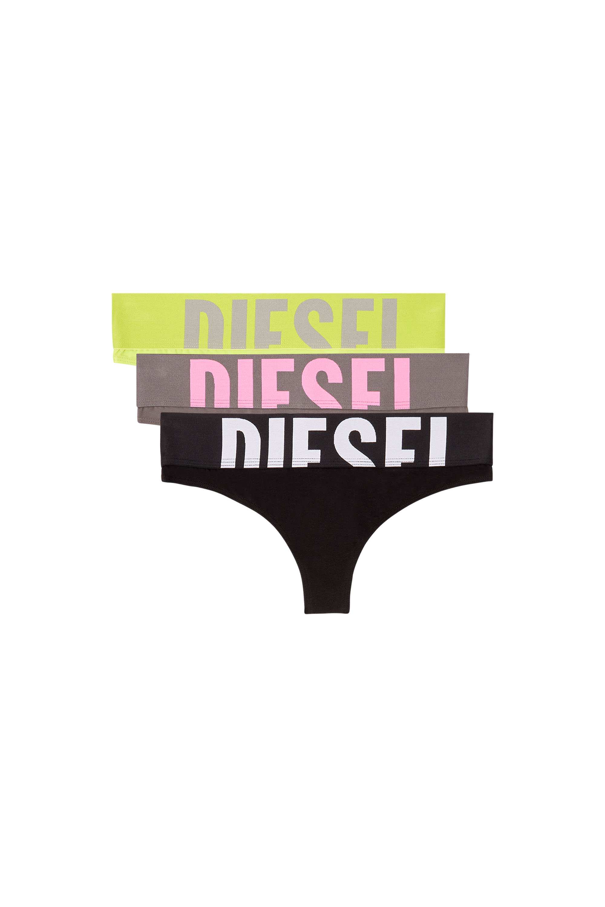 Yellow Three-pack thongs with cut-off logo