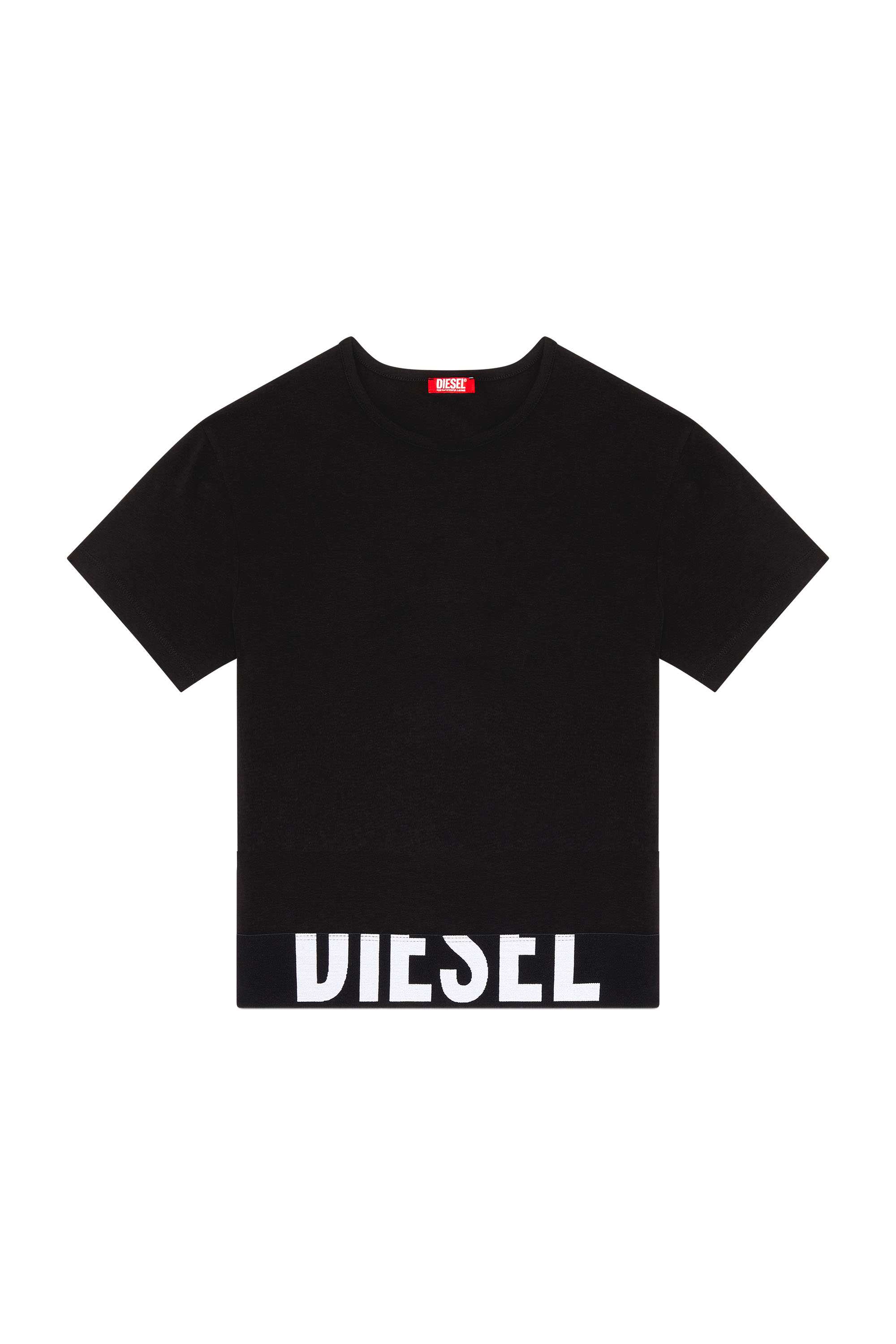 Black Sporty cropped top with logo band