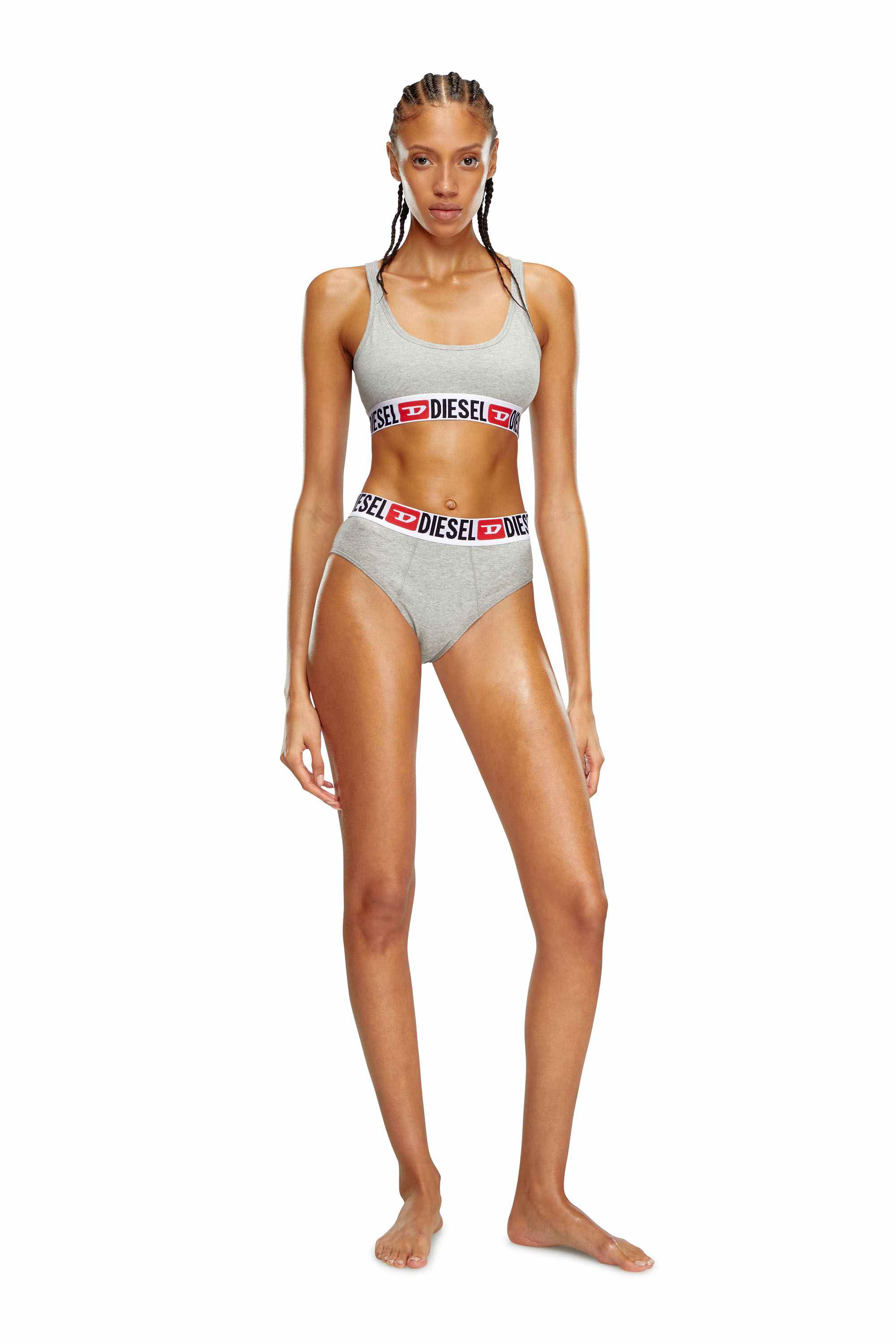 Grey Three-pack ribbed high-waisted briefs