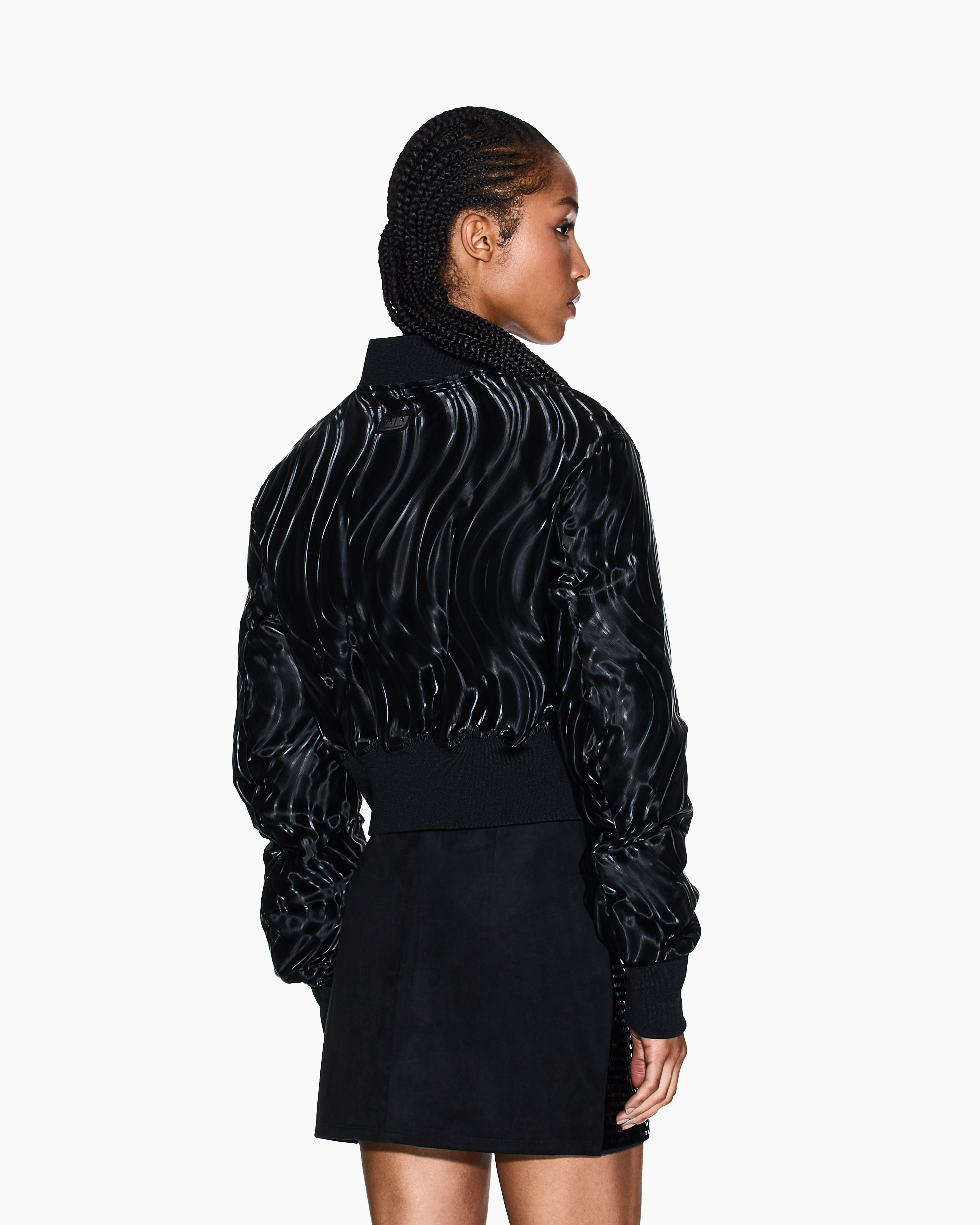 Women Black Night Lab Cropped Fit Front Open Jackets