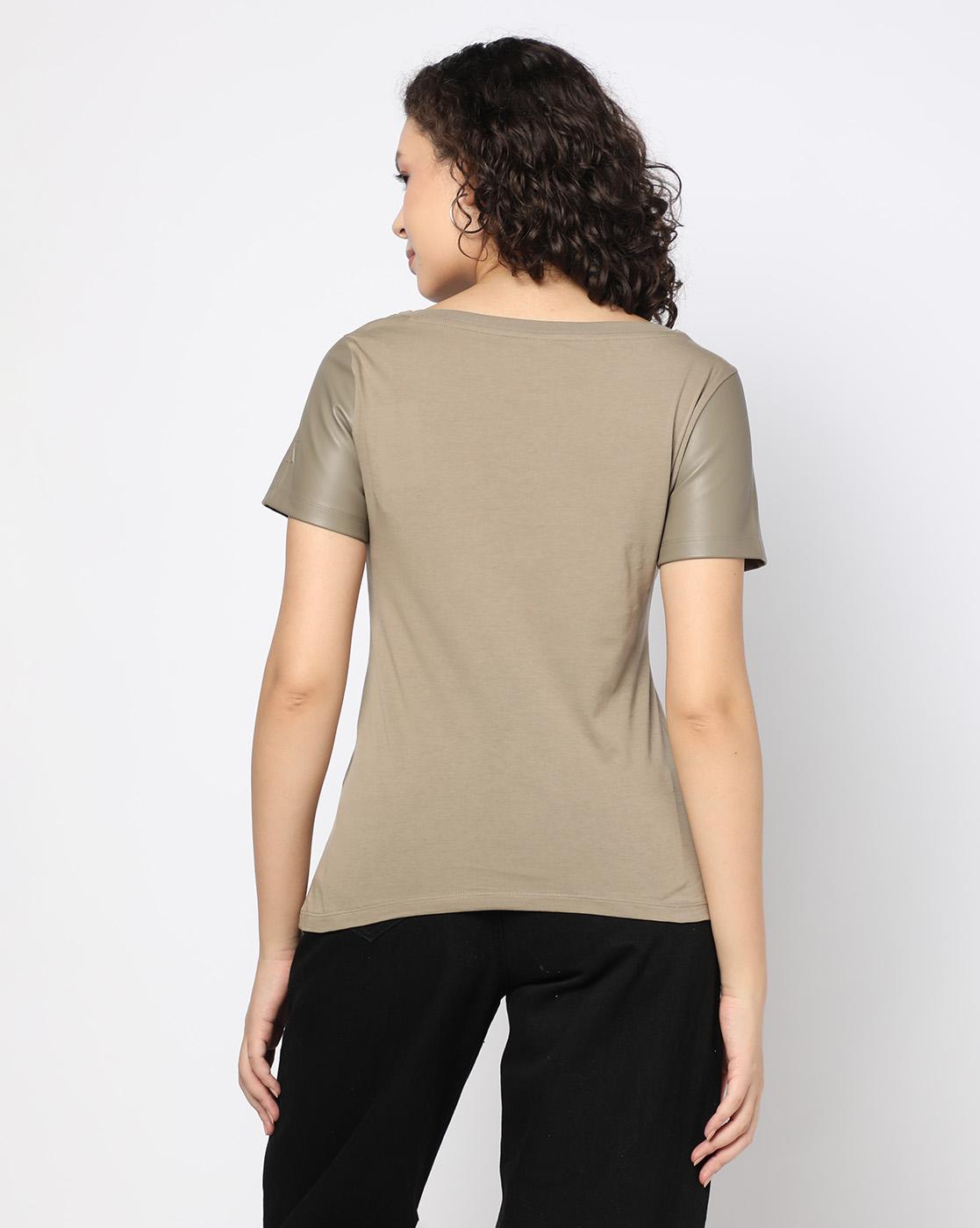 Women Brown Monogram Melody Regular Fit T-Shirts