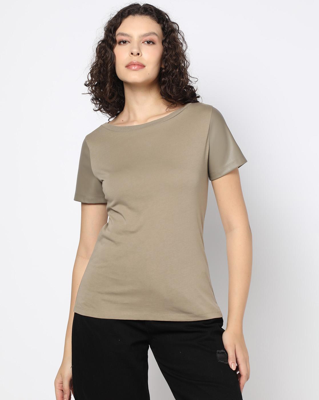 Women Brown Monogram Melody Regular Fit T-Shirts