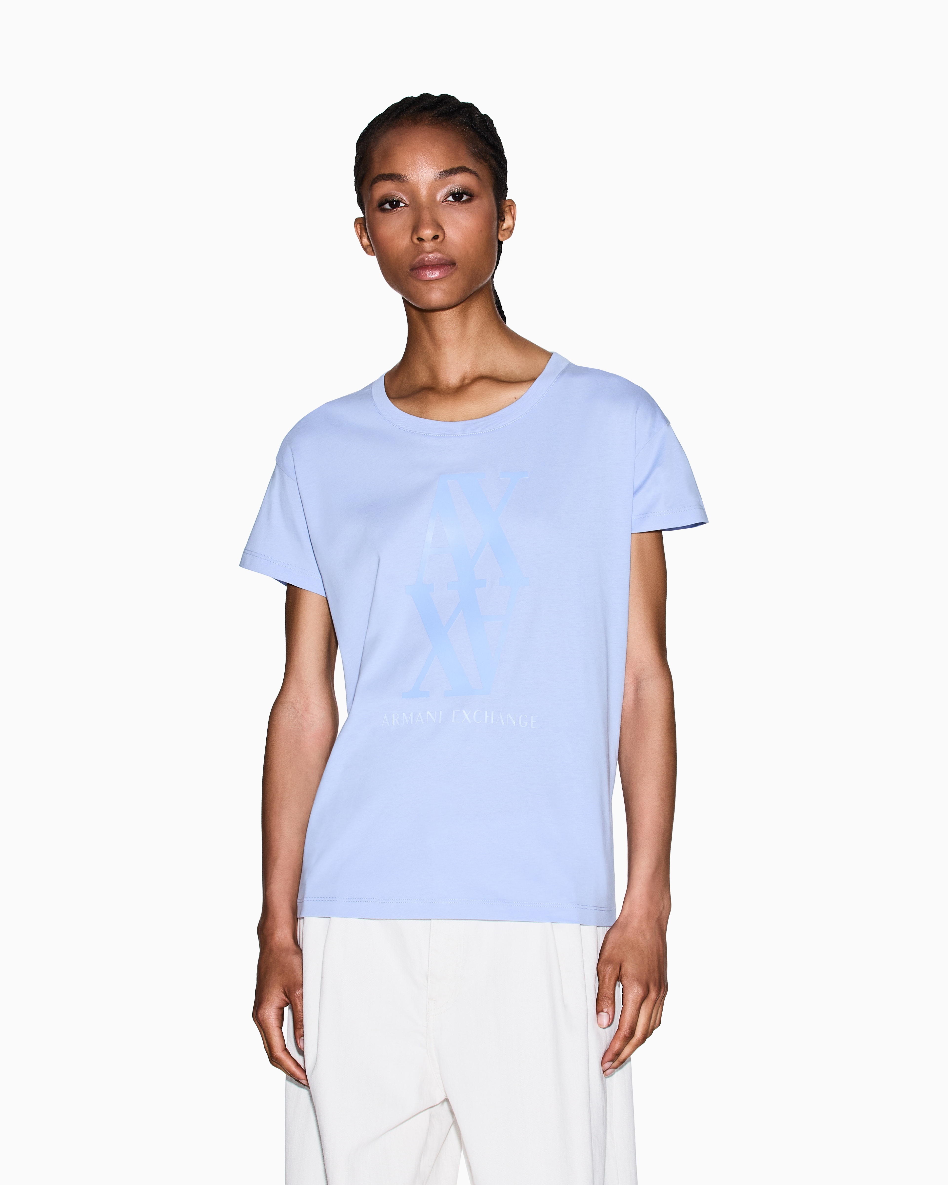 Women Blue Monogram Melody Boyfriend Fit T-Shirts
