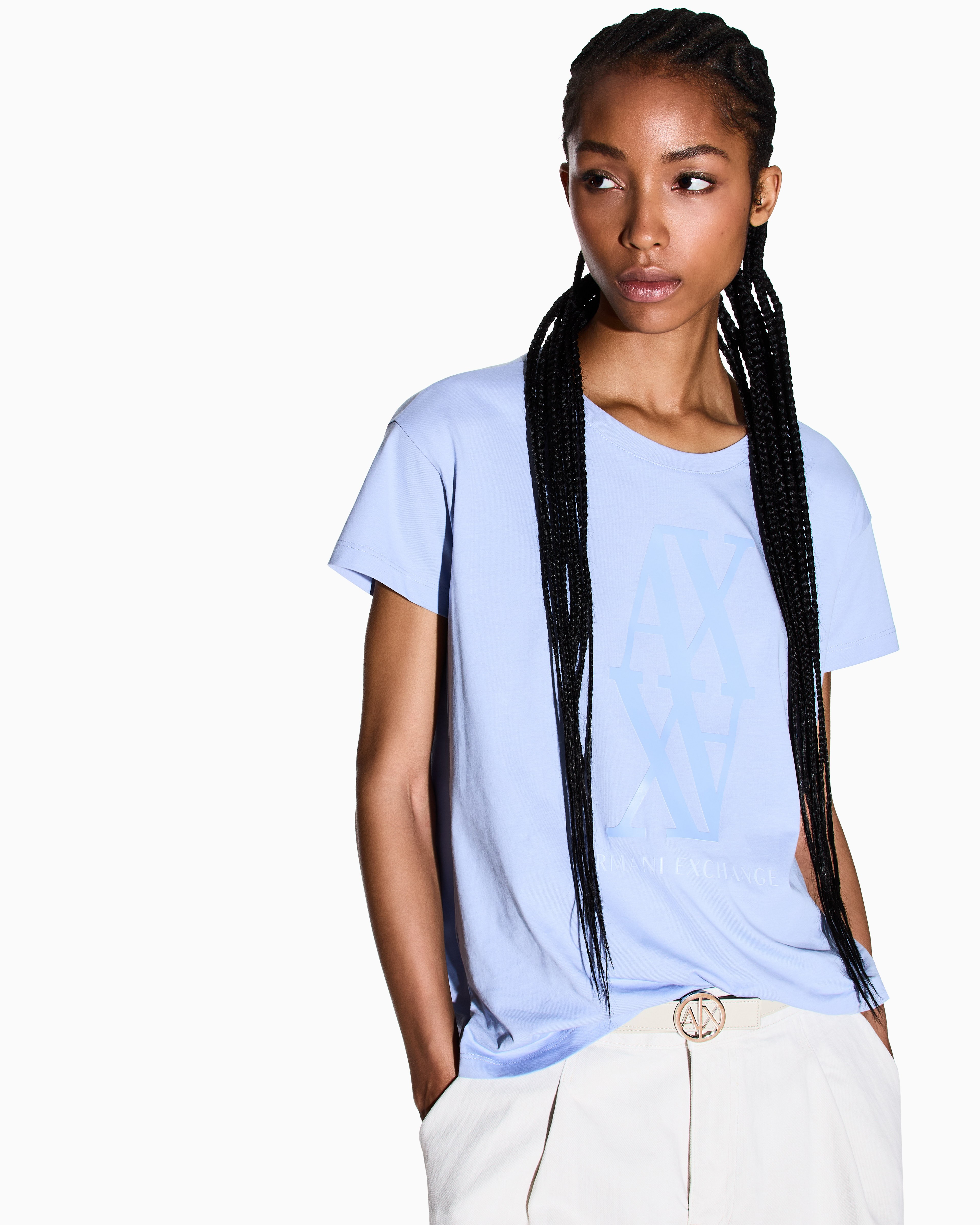 Women Blue Monogram Melody Boyfriend Fit T-Shirts