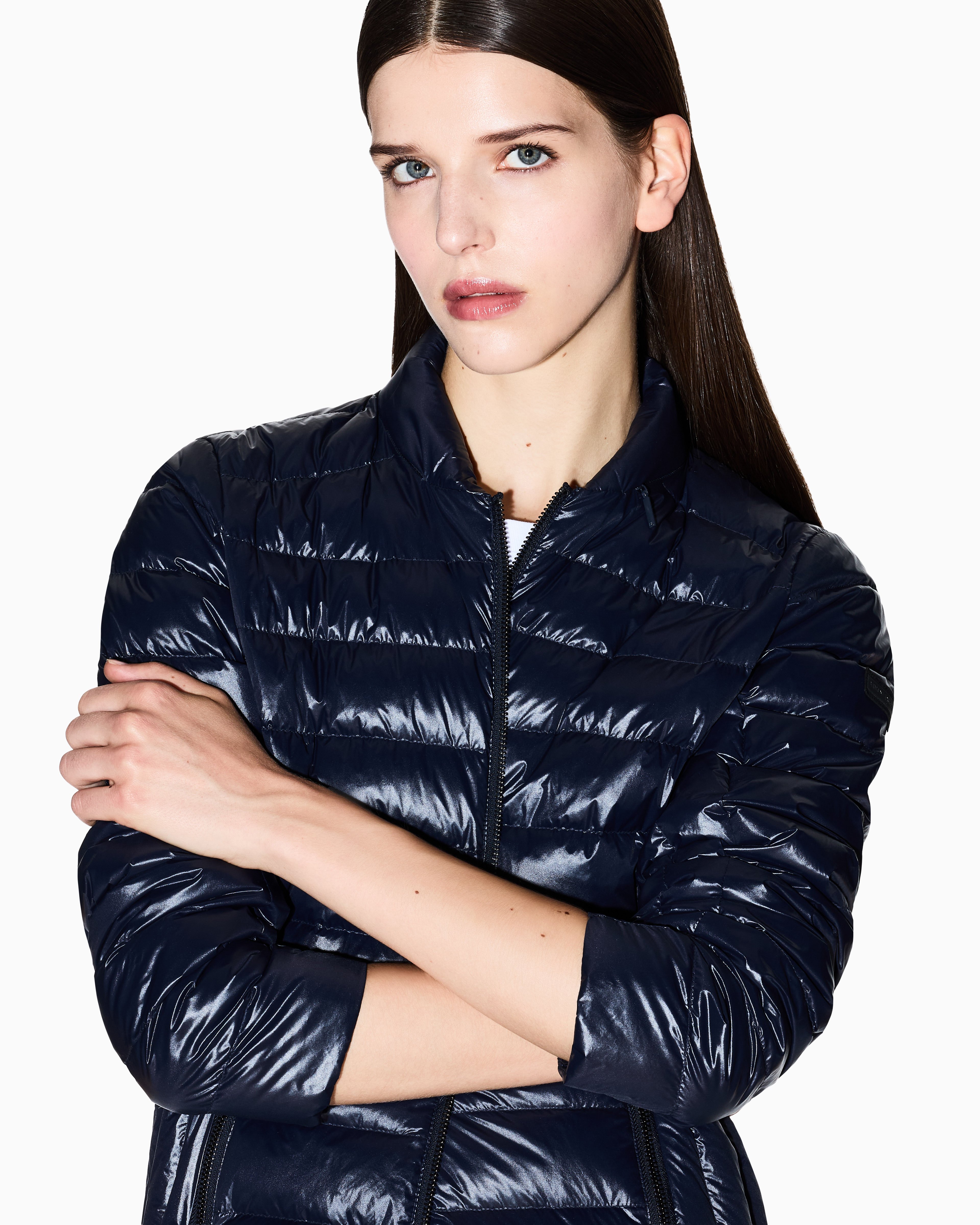 Women Blue Essentials Slim Fit Front Open Jackets