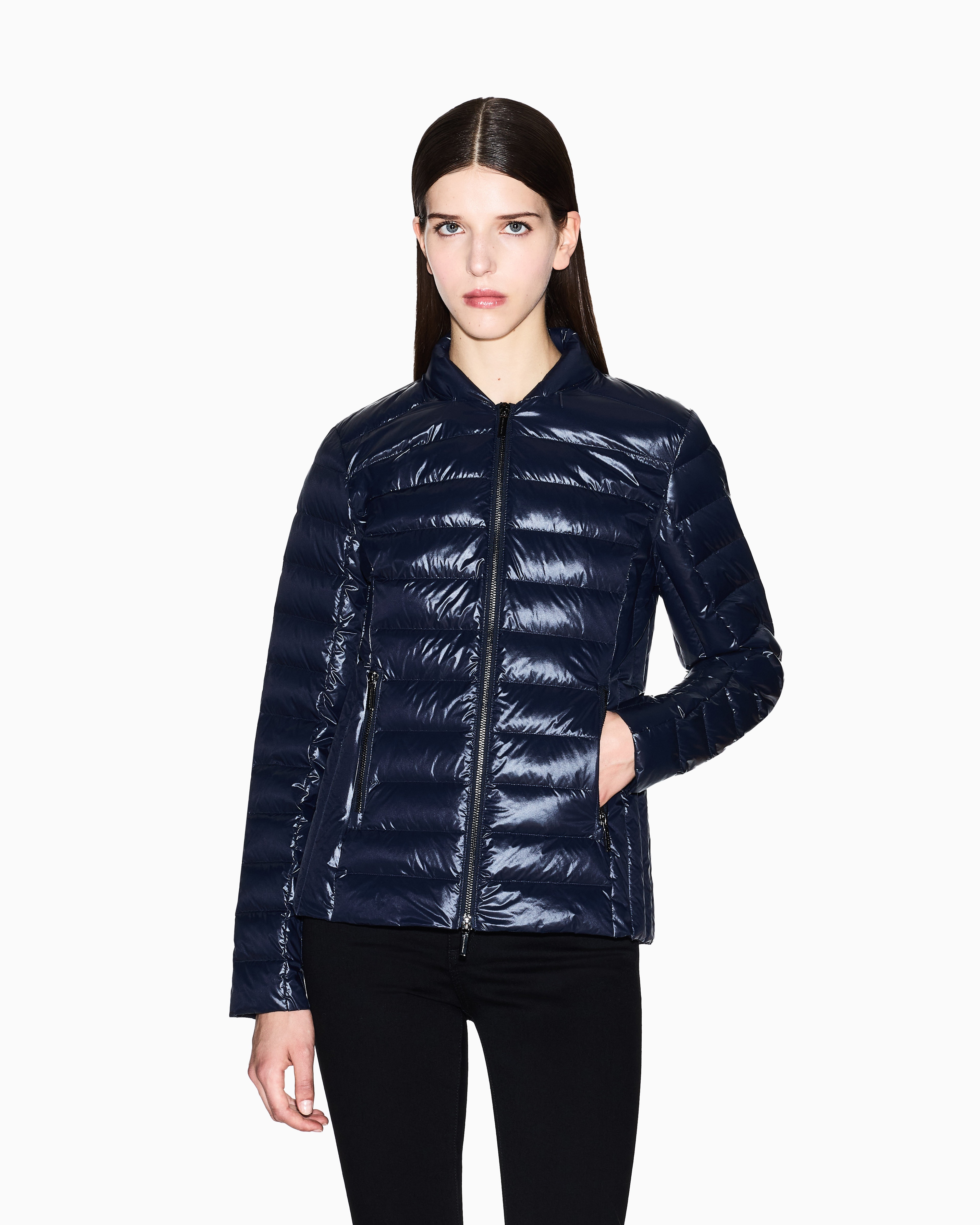 Women Blue Essentials Slim Fit Front Open Jackets
