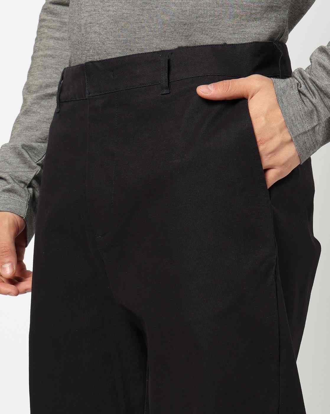 Men Blue Straight Fit Trousers