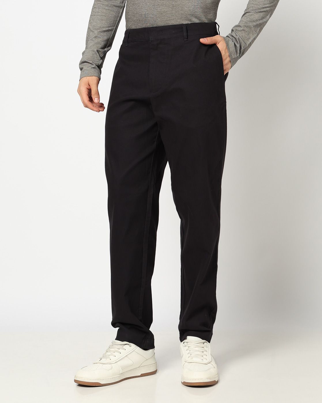 Men Blue Straight Fit Trousers