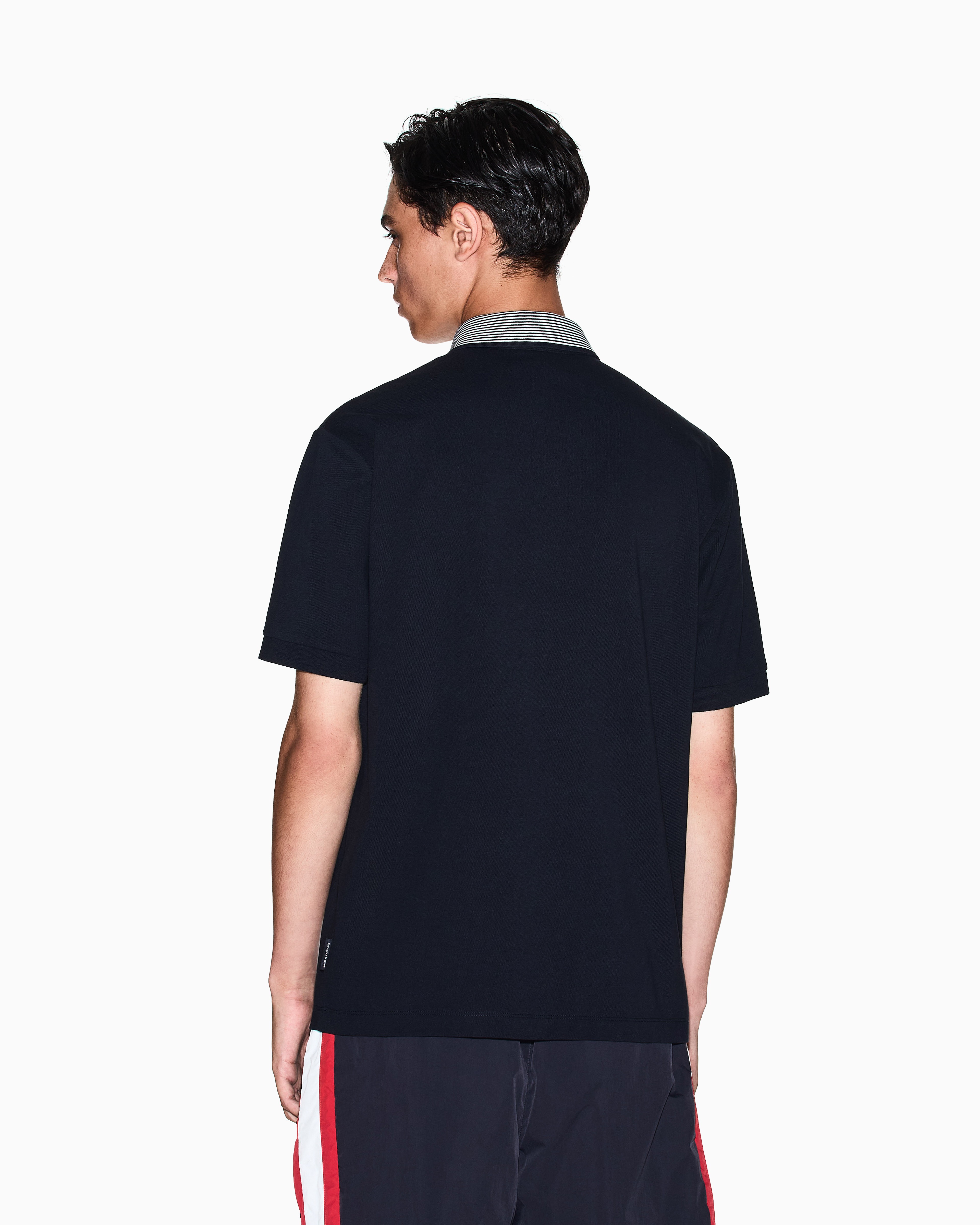 Men Blue Retro Sports Regular Fit Polos