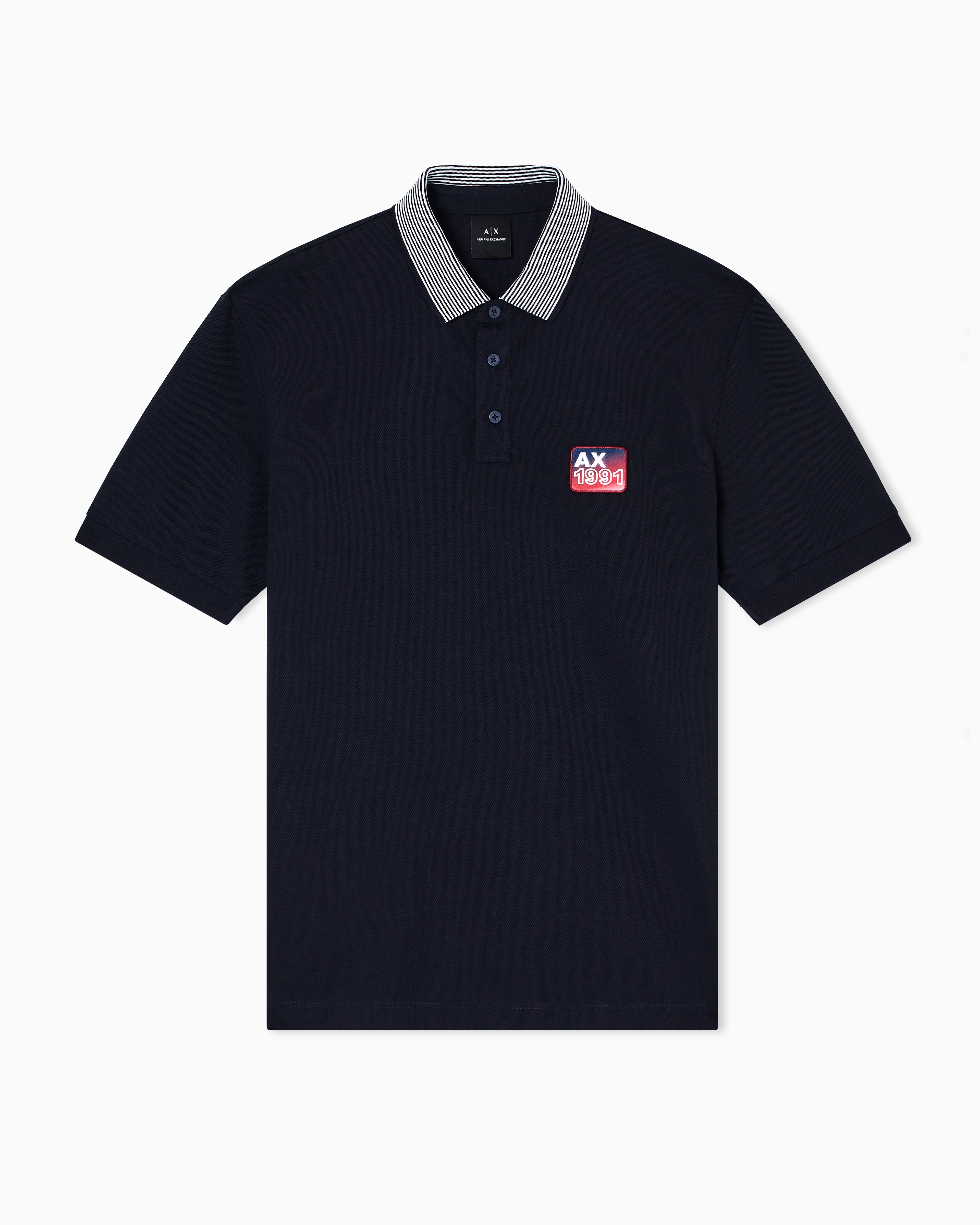 Men Blue Retro Sports Regular Fit Polos