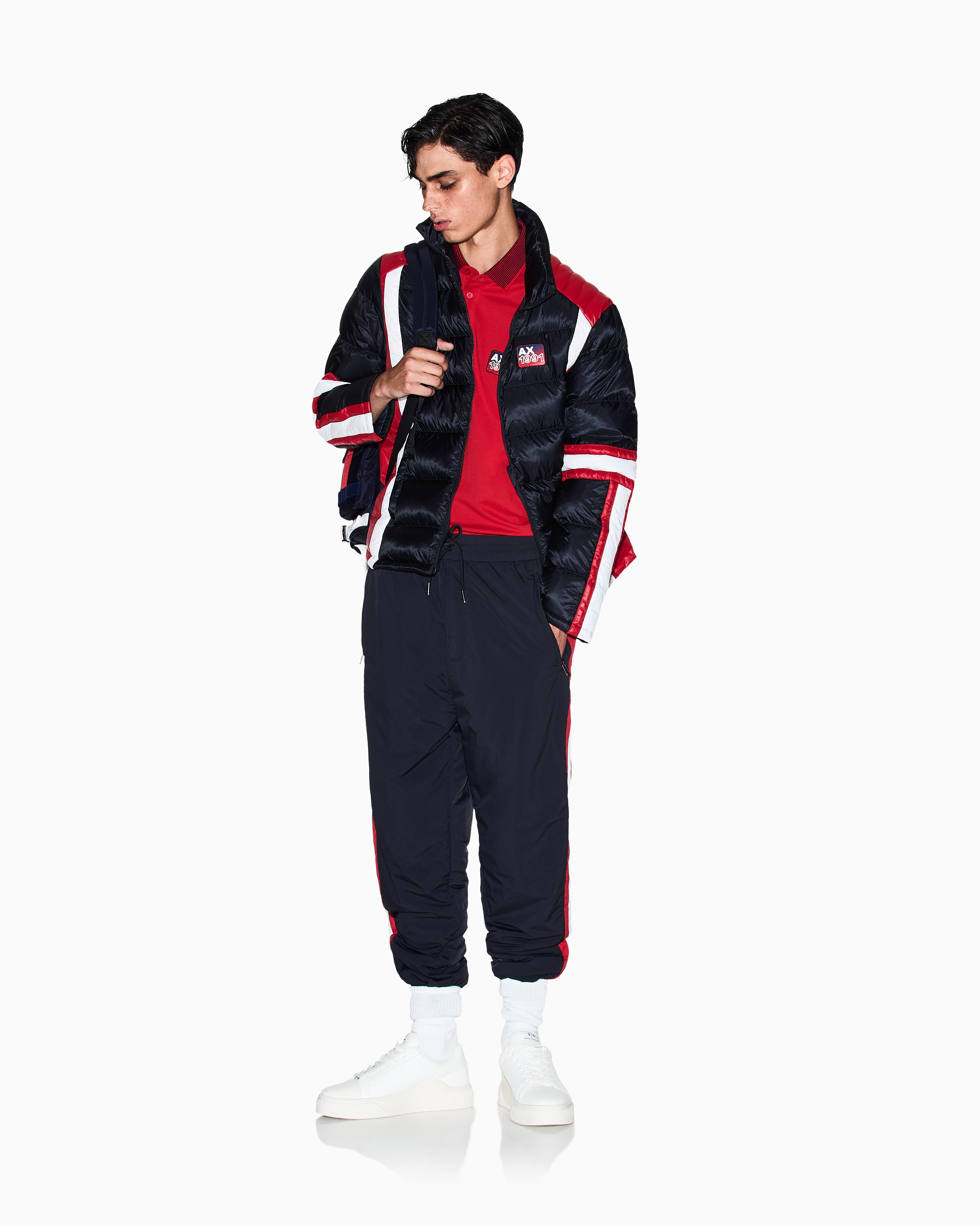 Men Red Retro Sports Regular Fit Polos