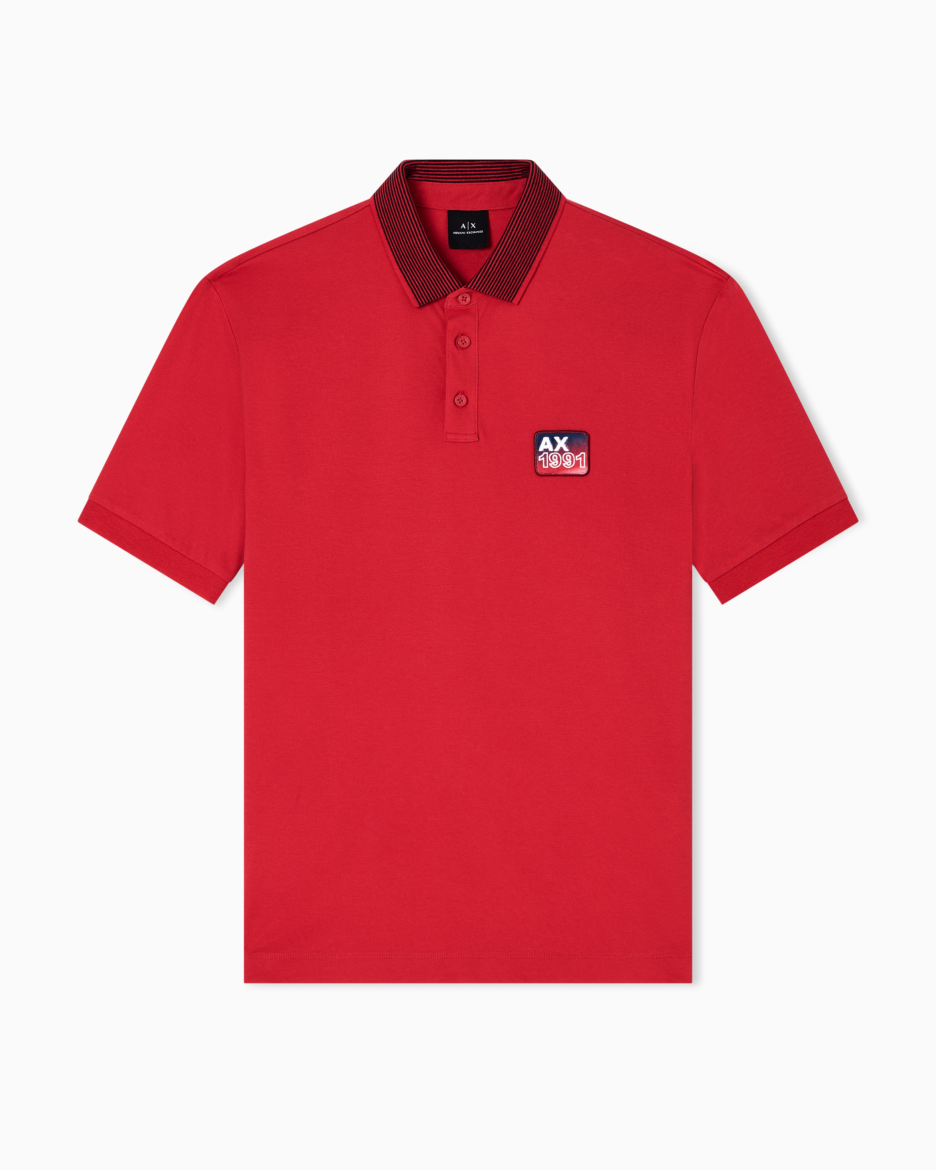 Men Red Retro Sports Regular Fit Polos