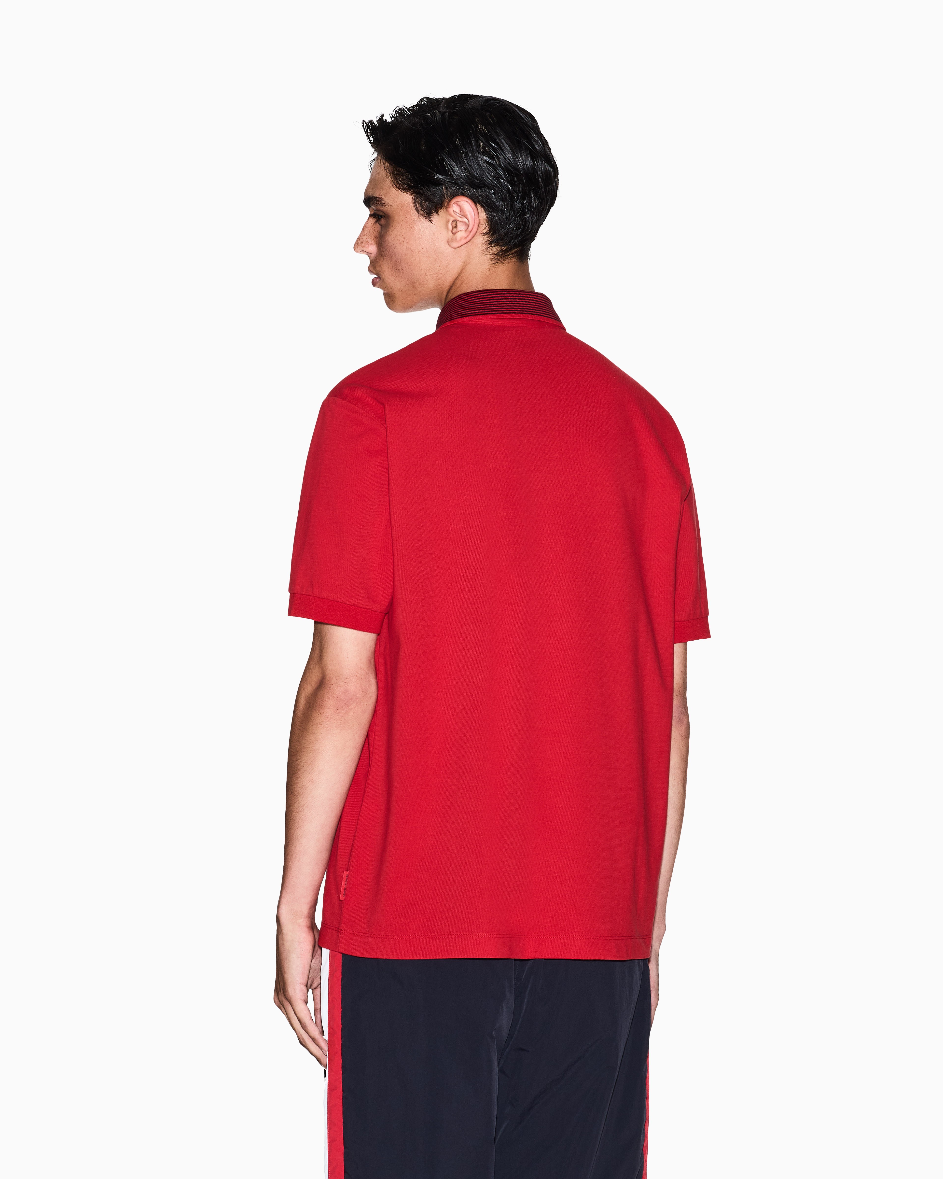 Men Red Retro Sports Regular Fit Polos