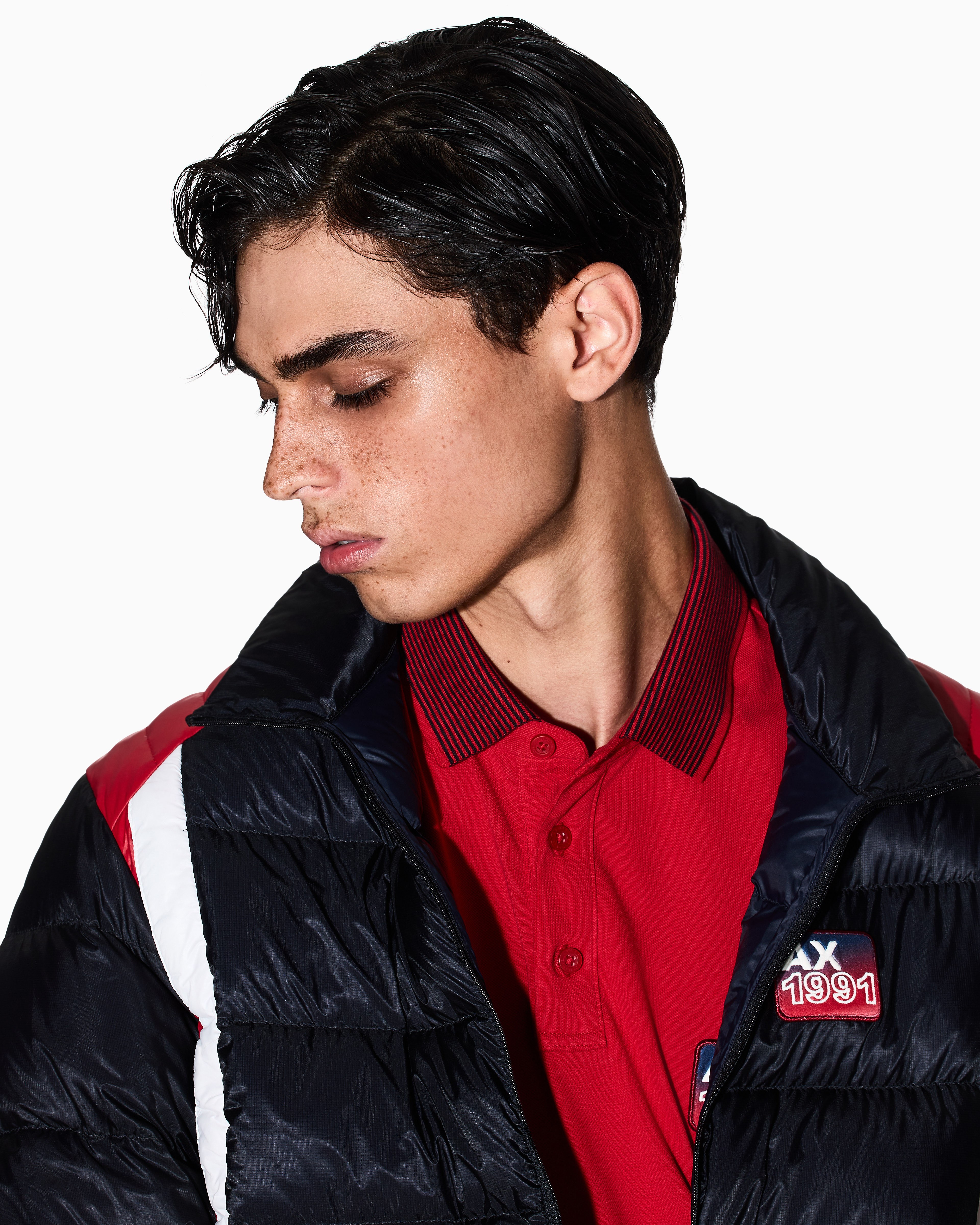 Men Red Retro Sports Regular Fit Polos