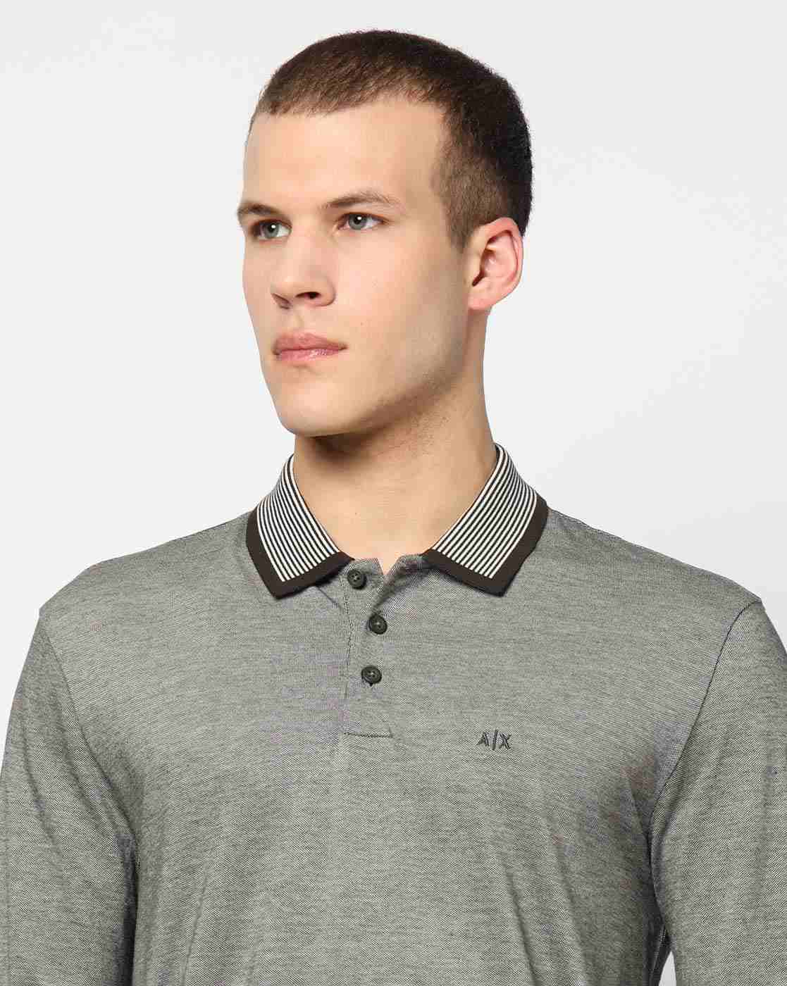 Men Brown Armani Classics Regular Fit Polos