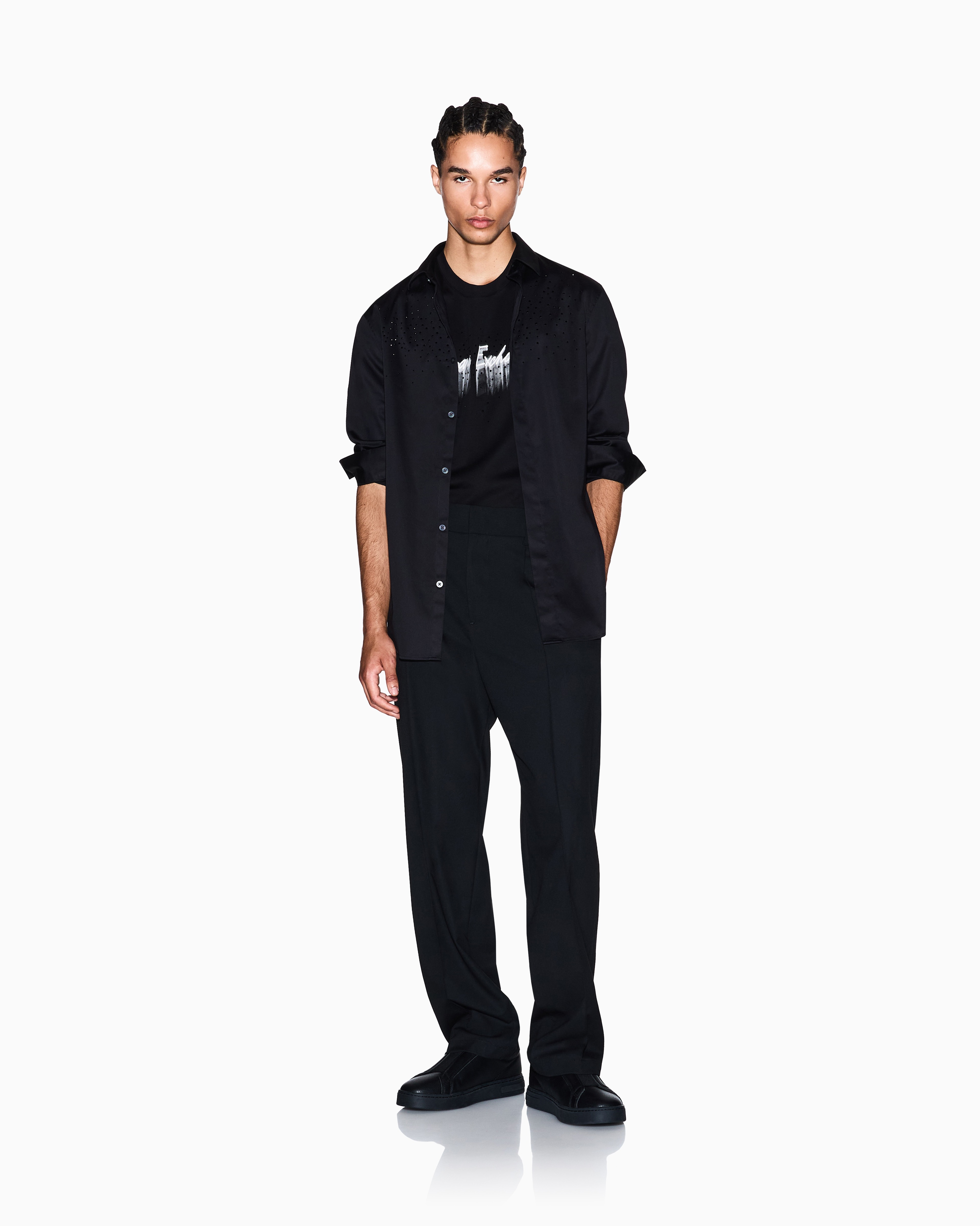 Men Black Straight Fit Trousers