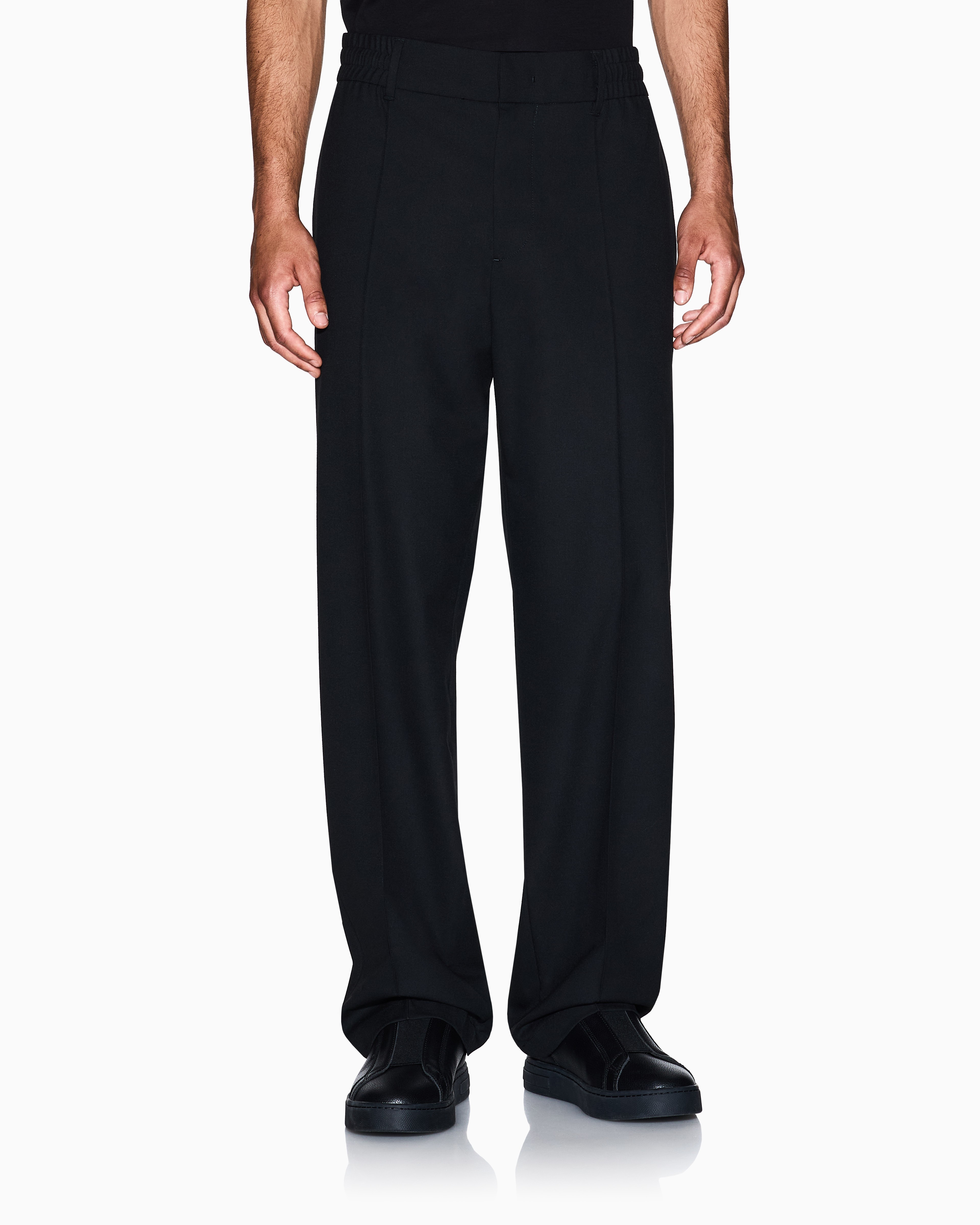 Men Black Straight Fit Trousers