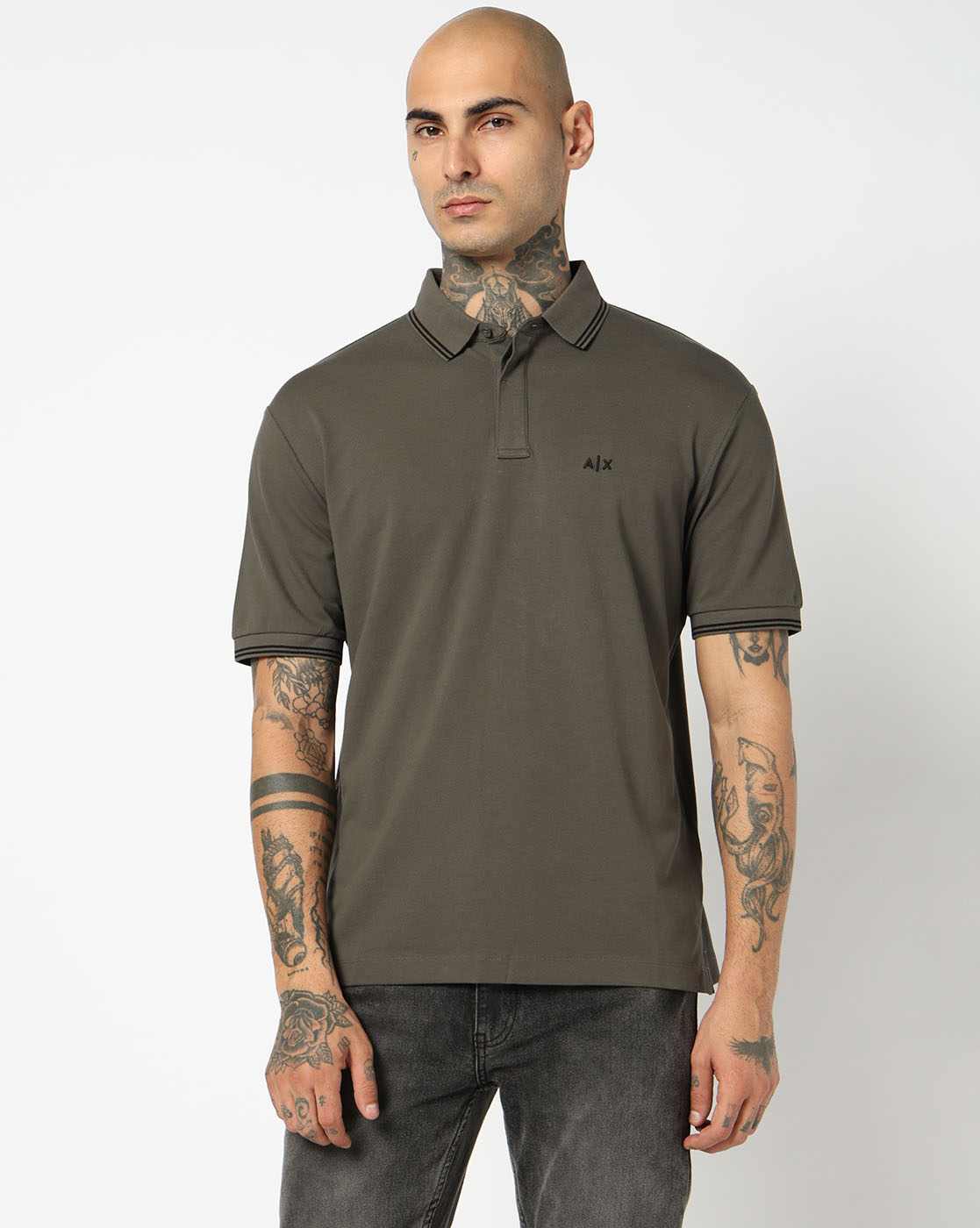 Men Green Basics Regular Fit Polos