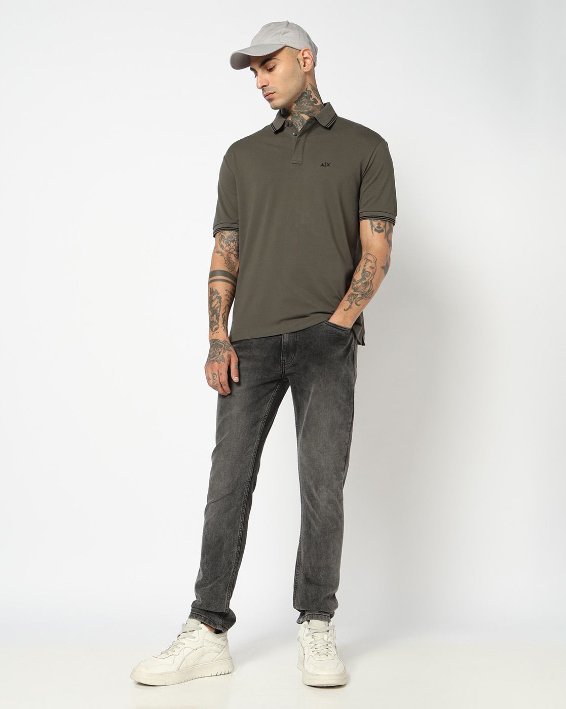 Men Green Basics Regular Fit Polos