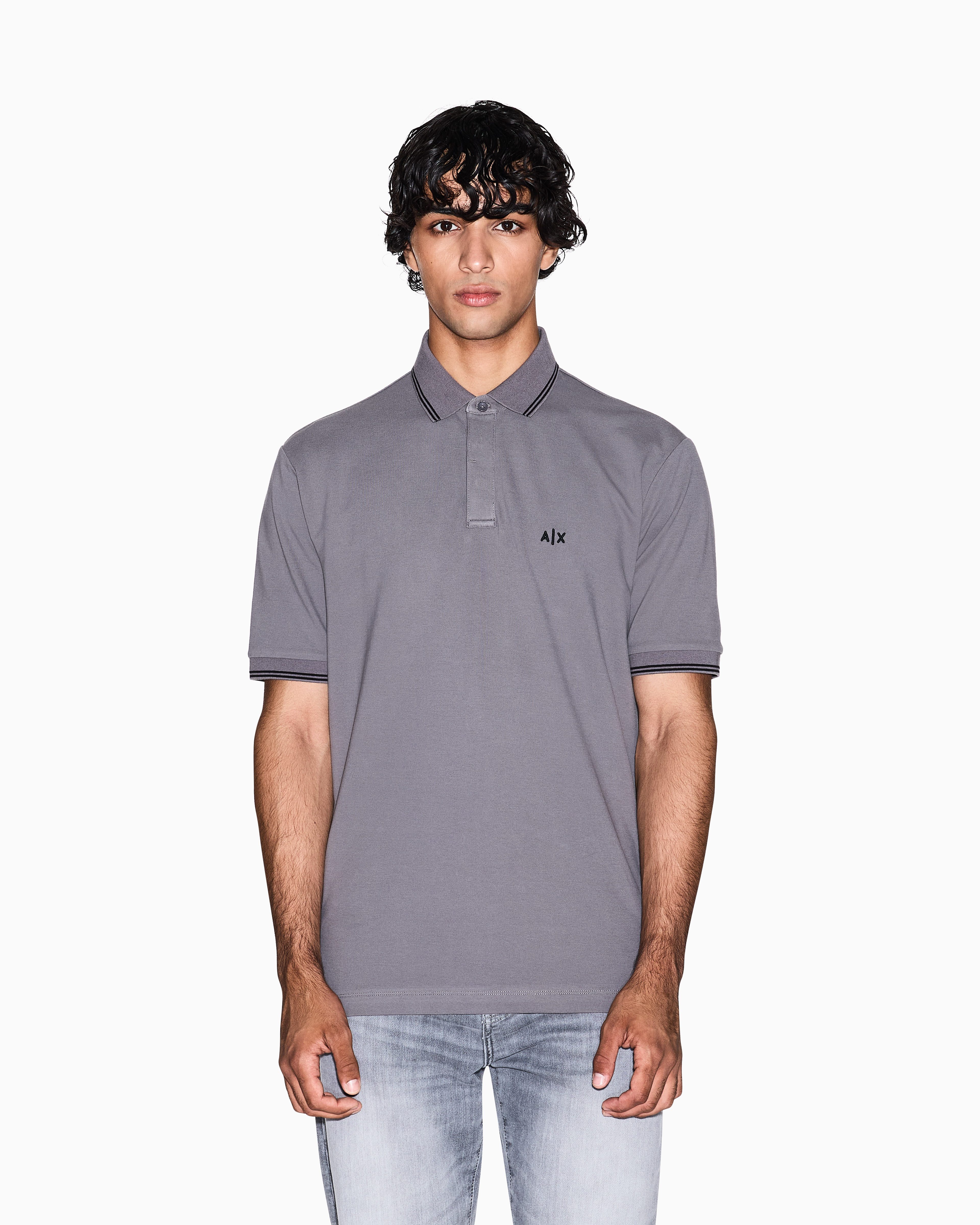 Men Grey Basics Regular Fit Polos