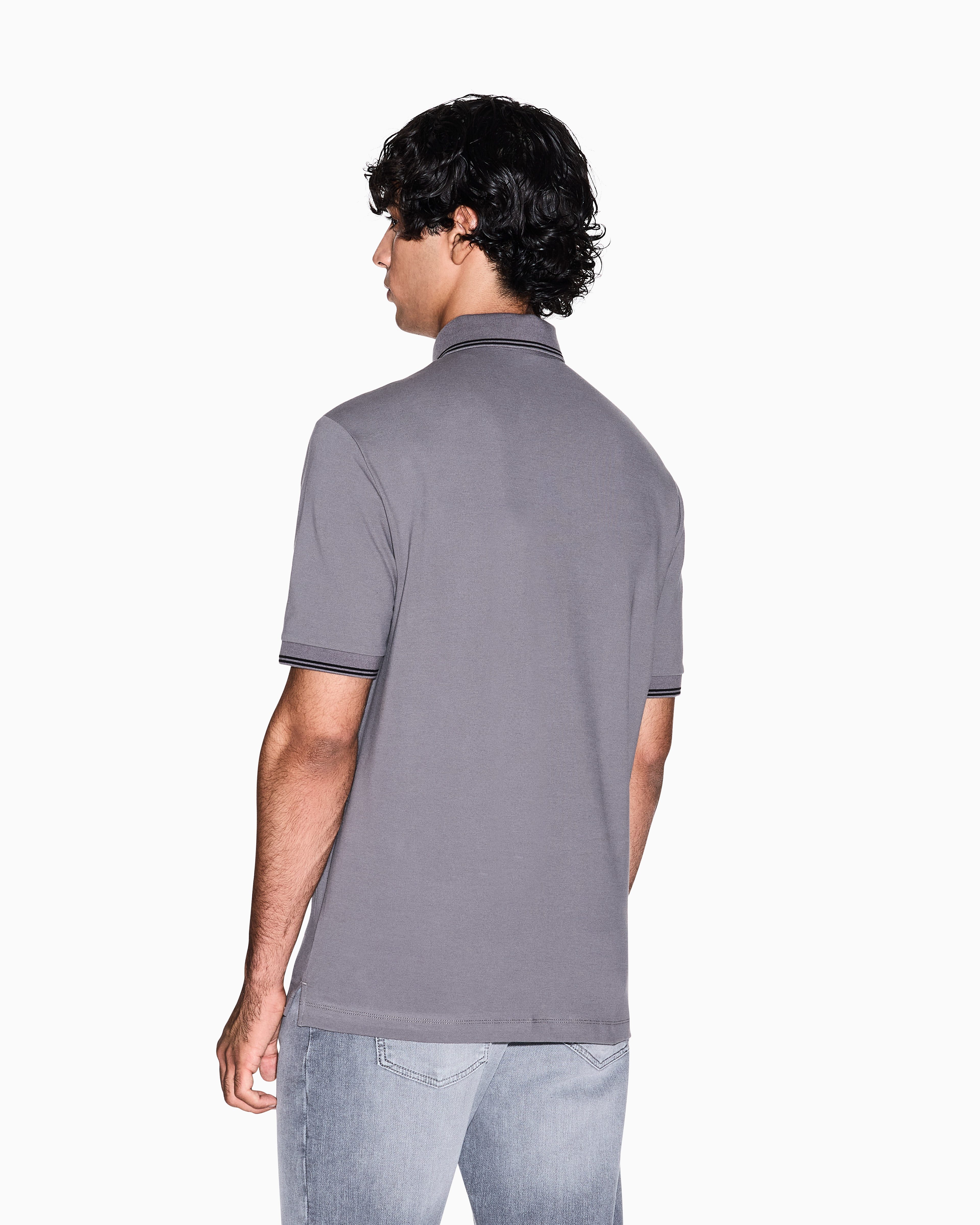 Men Grey Basics Regular Fit Polos