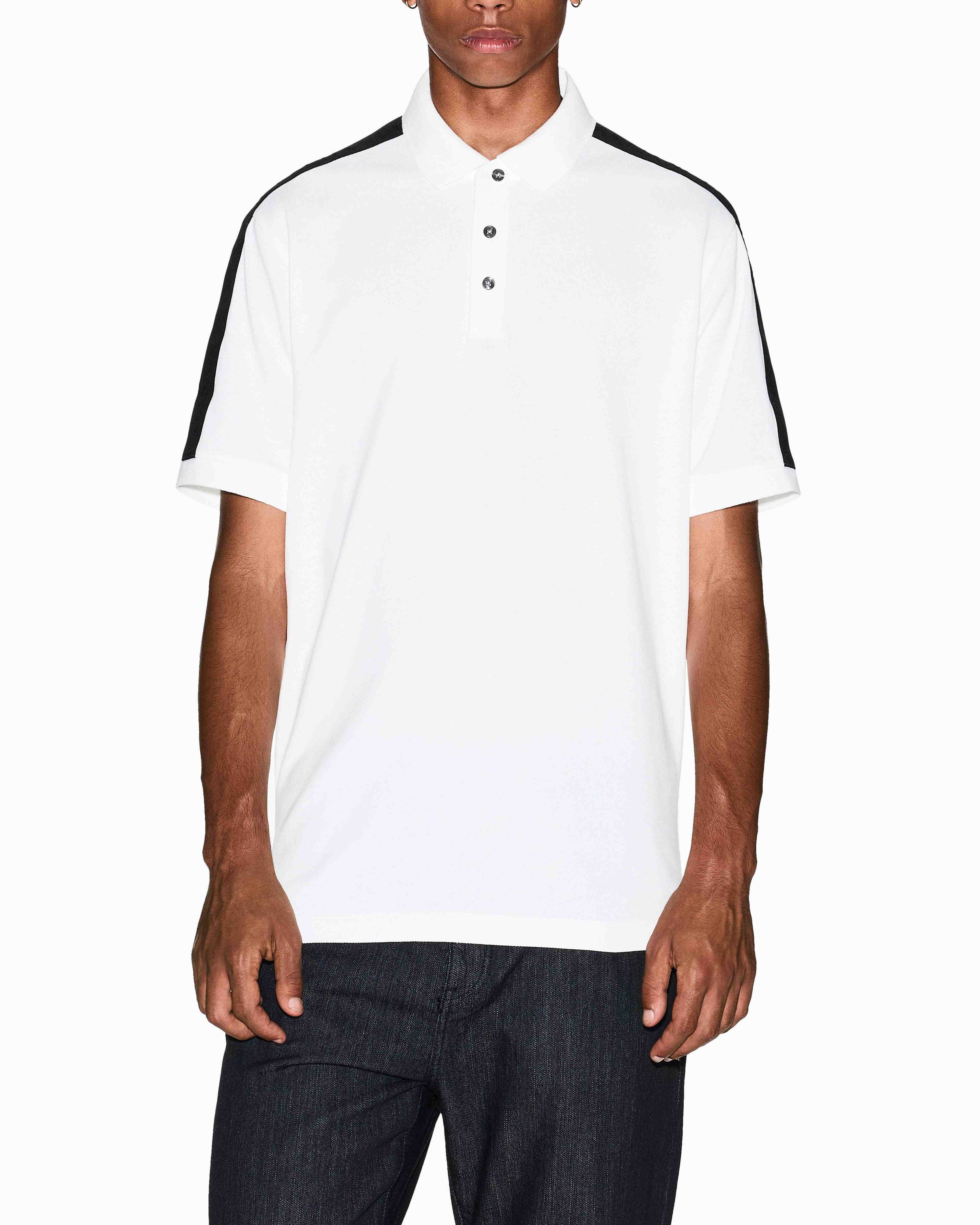 Men's White Logo Tape Polo Shirt
