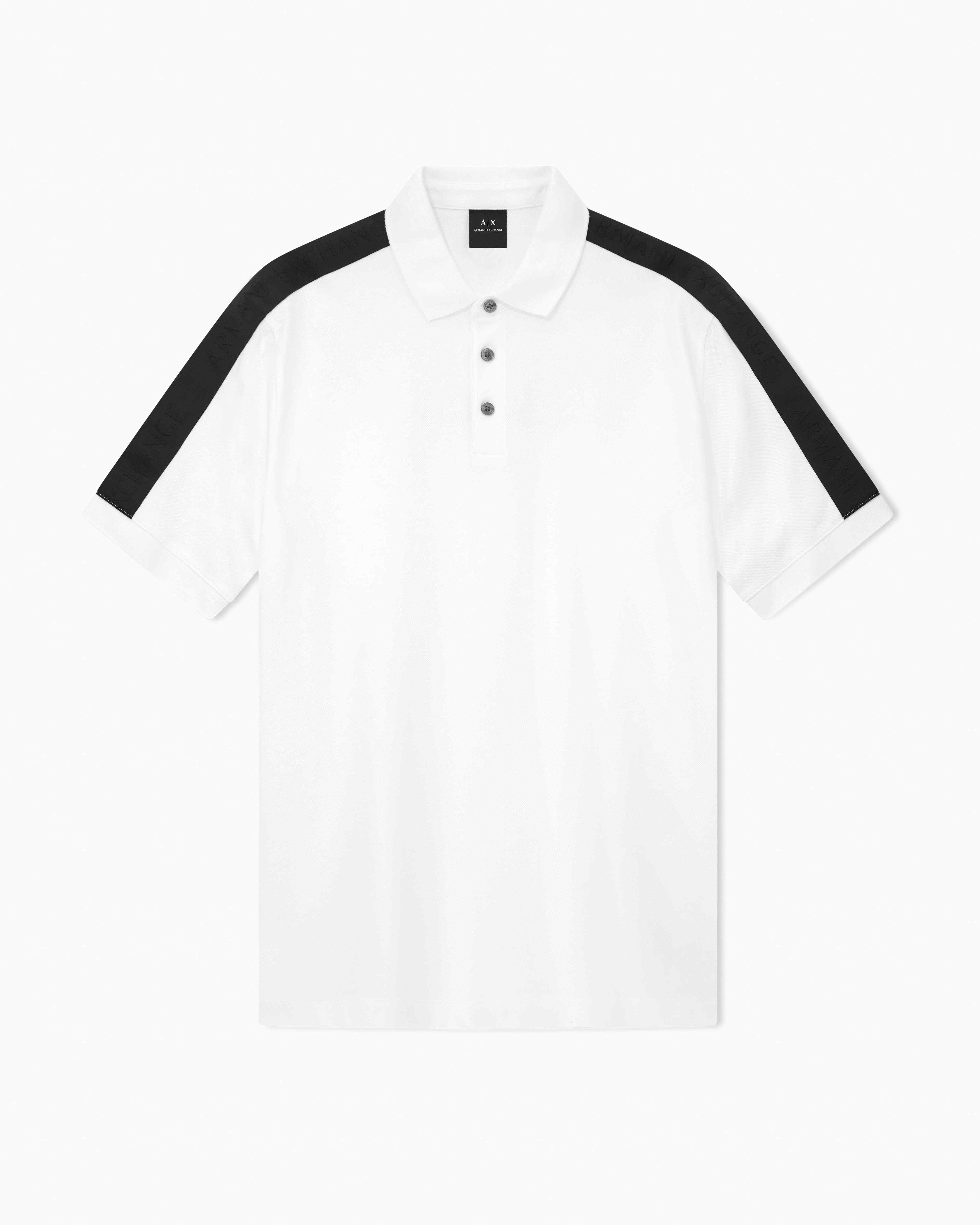 Men's White Logo Tape Polo Shirt