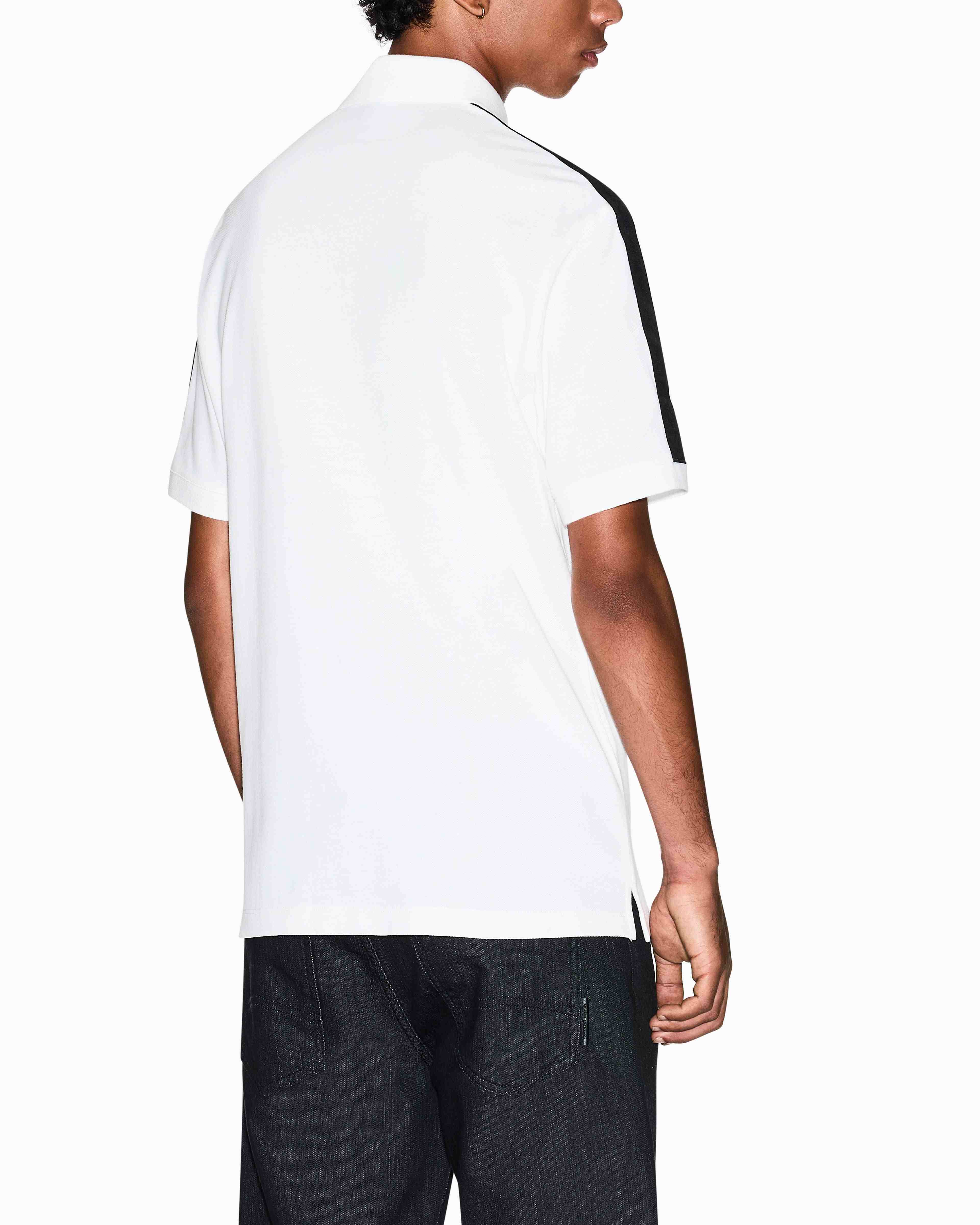 Men's White Logo Tape Polo Shirt