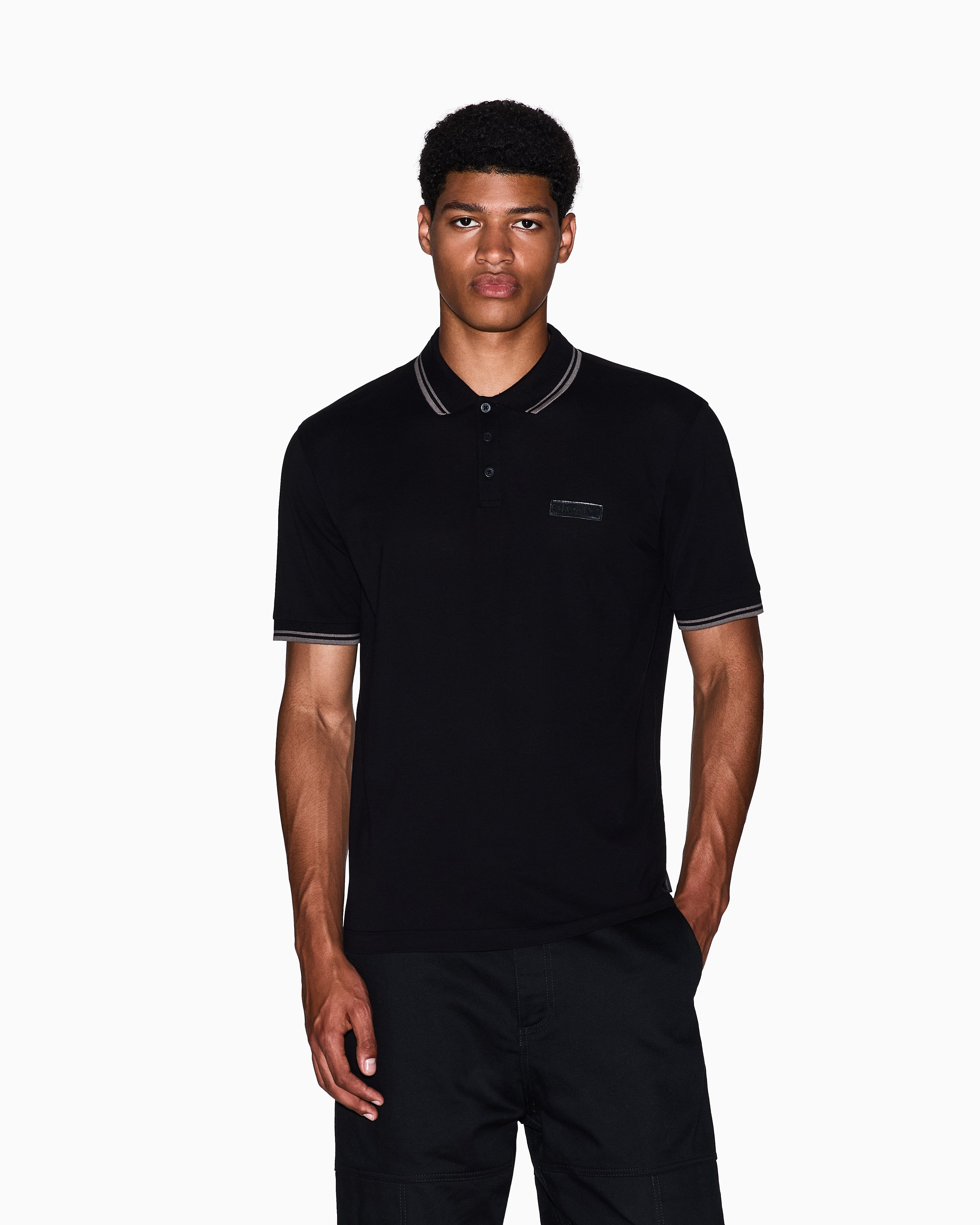 Men Black Cozy Lab Regular Fit Polos