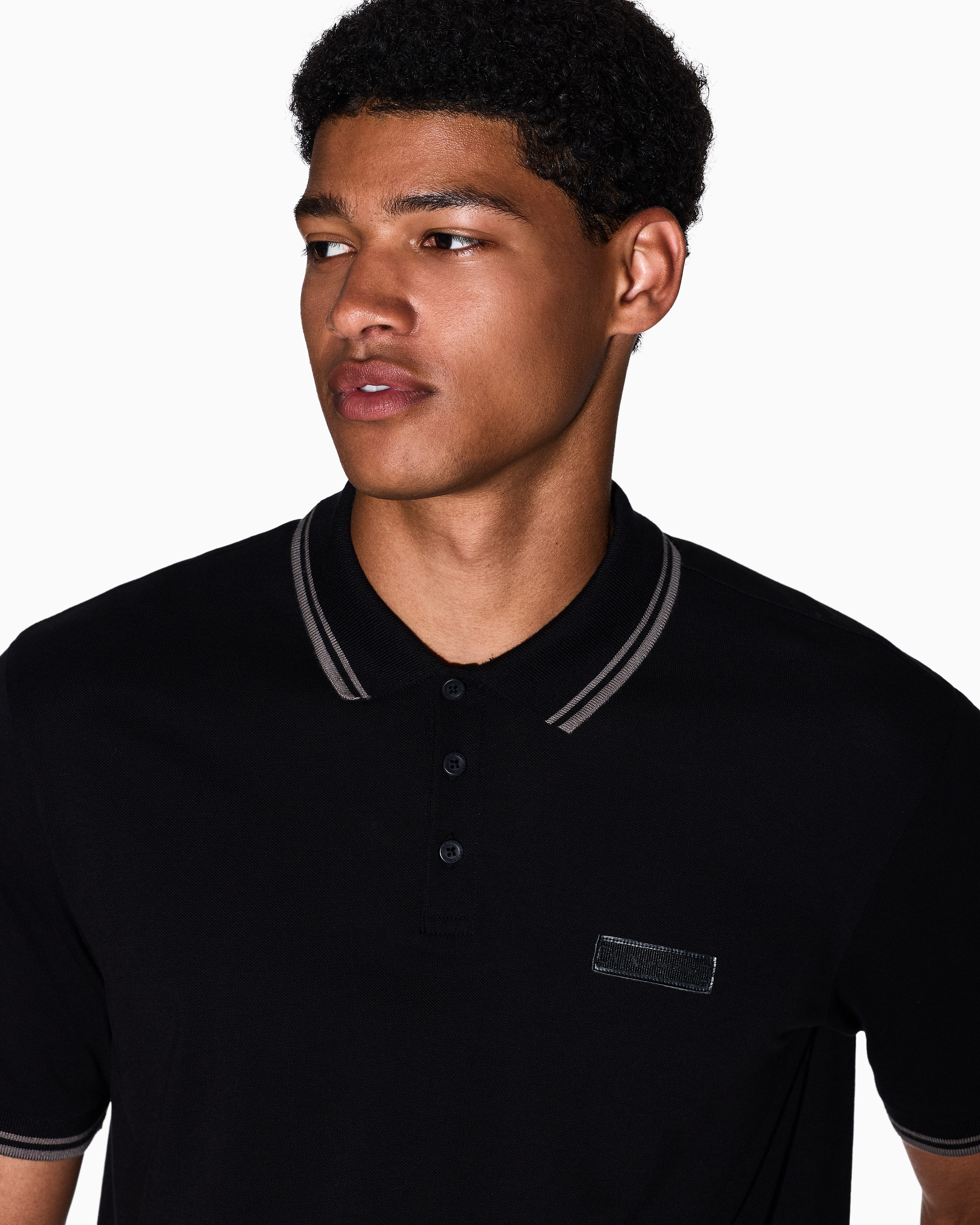 Men Black Cozy Lab Regular Fit Polos