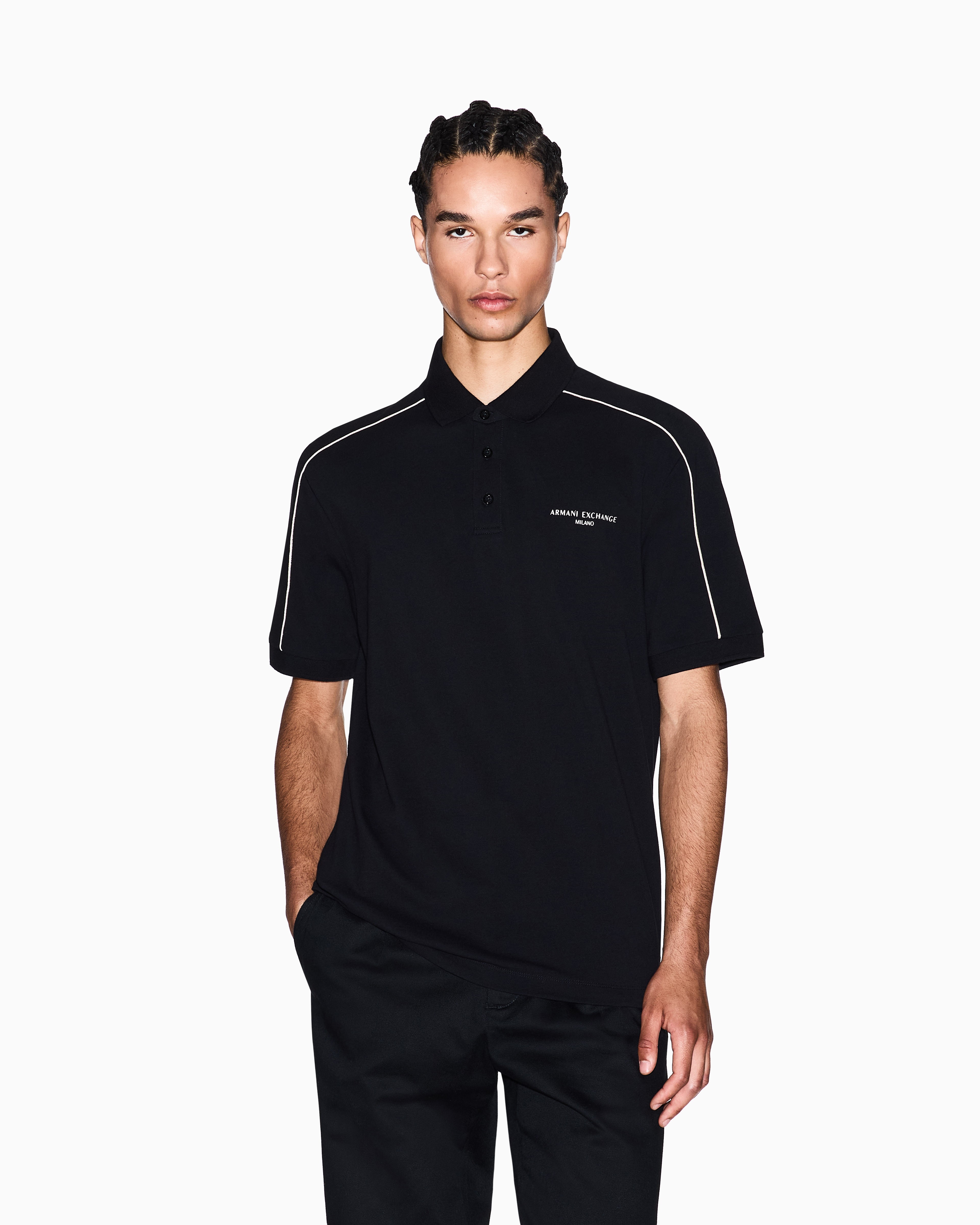 Men Black Armani Classics Regular Fit Polos