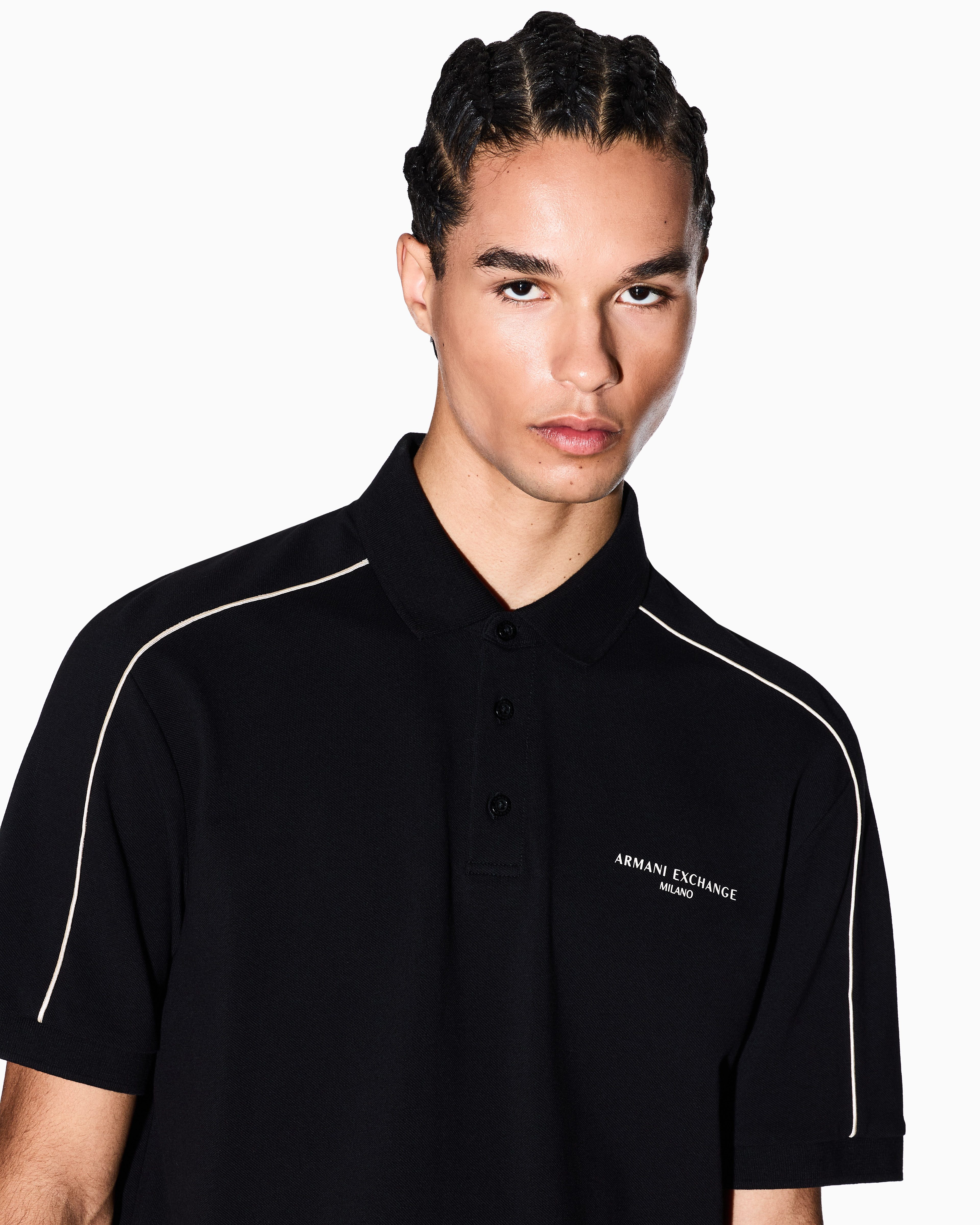 Men Black Armani Classics Regular Fit Polos
