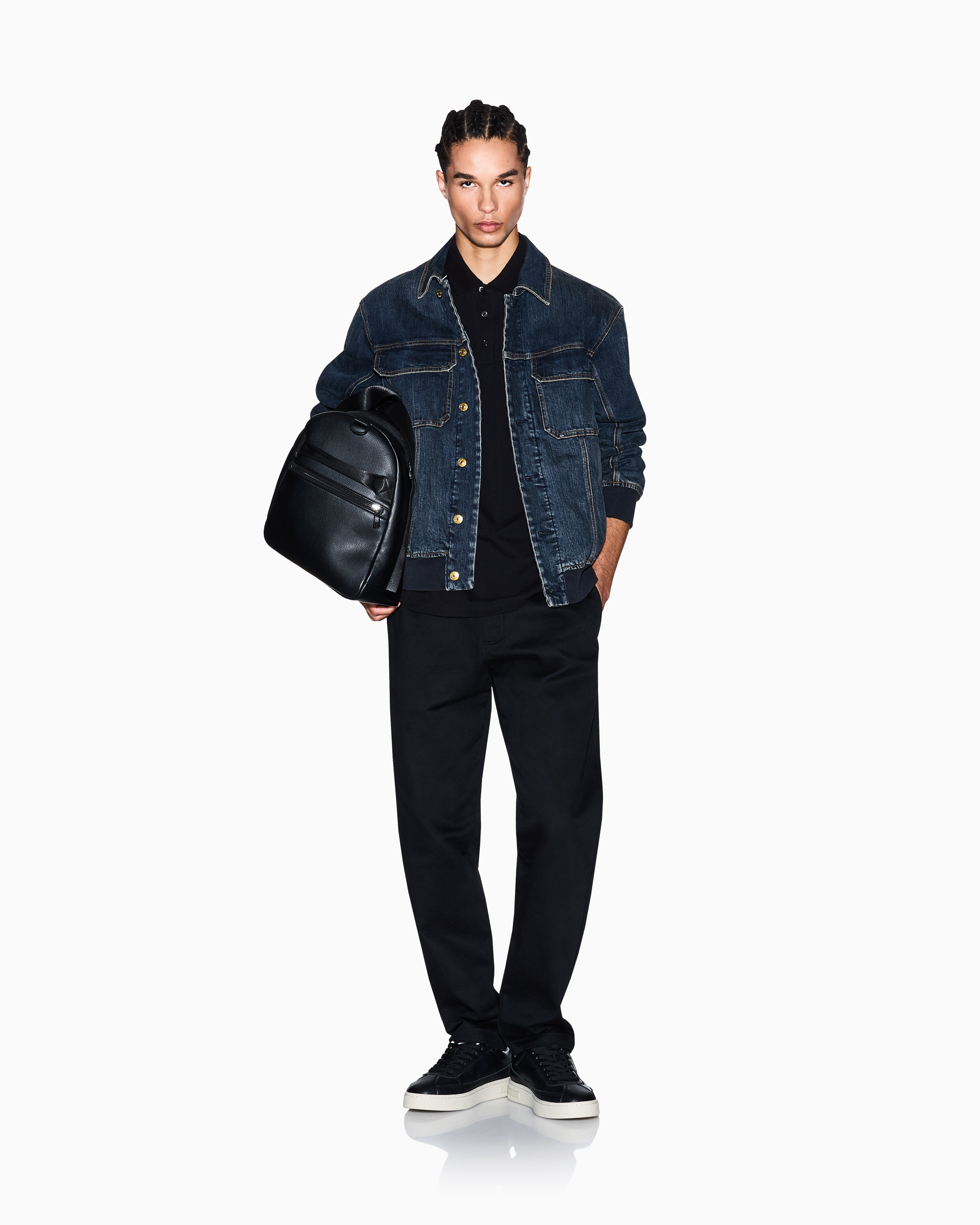 Men Black Armani Classics Regular Fit Polos