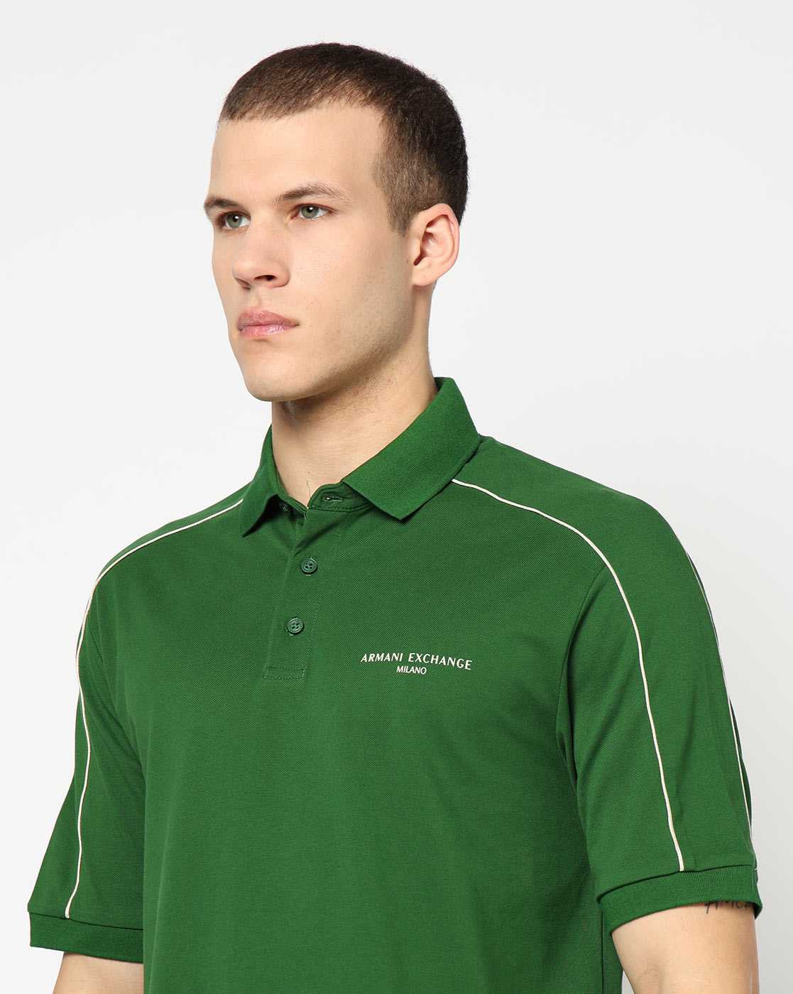 Men Green Armani Classics Regular Fit Polos