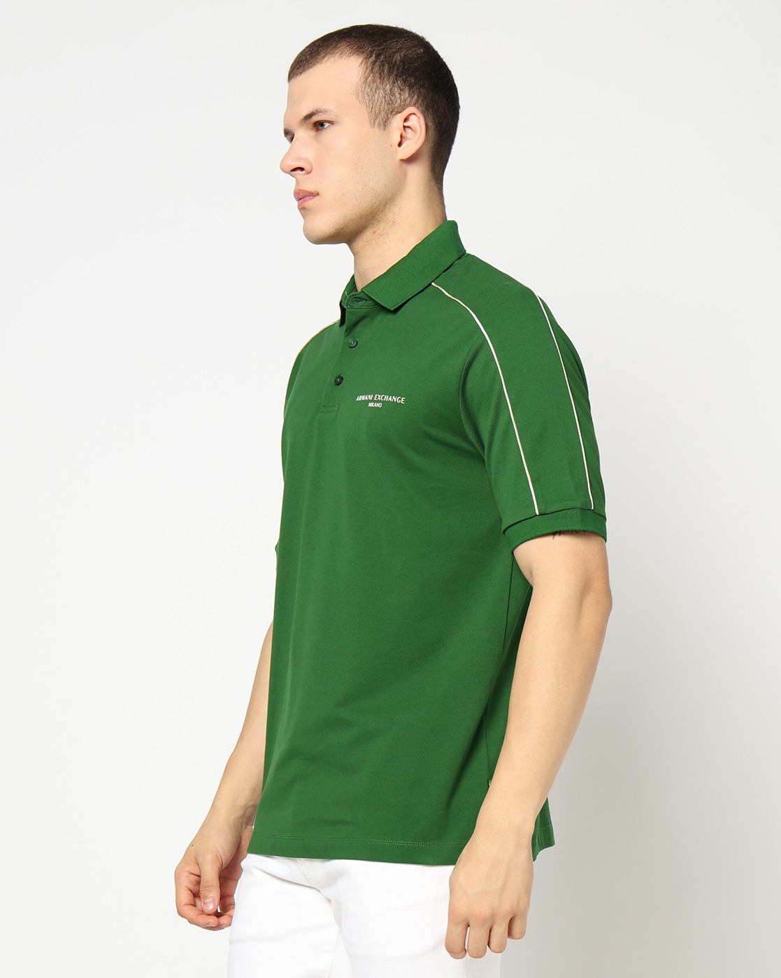 Men Green Armani Classics Regular Fit Polos