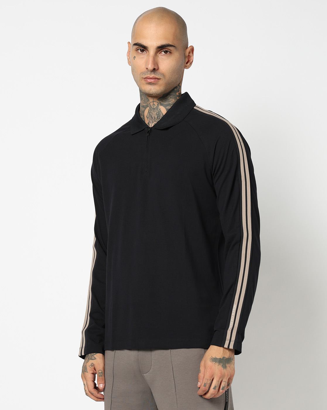 Men Blue Armani Classics Regular Fit Polos