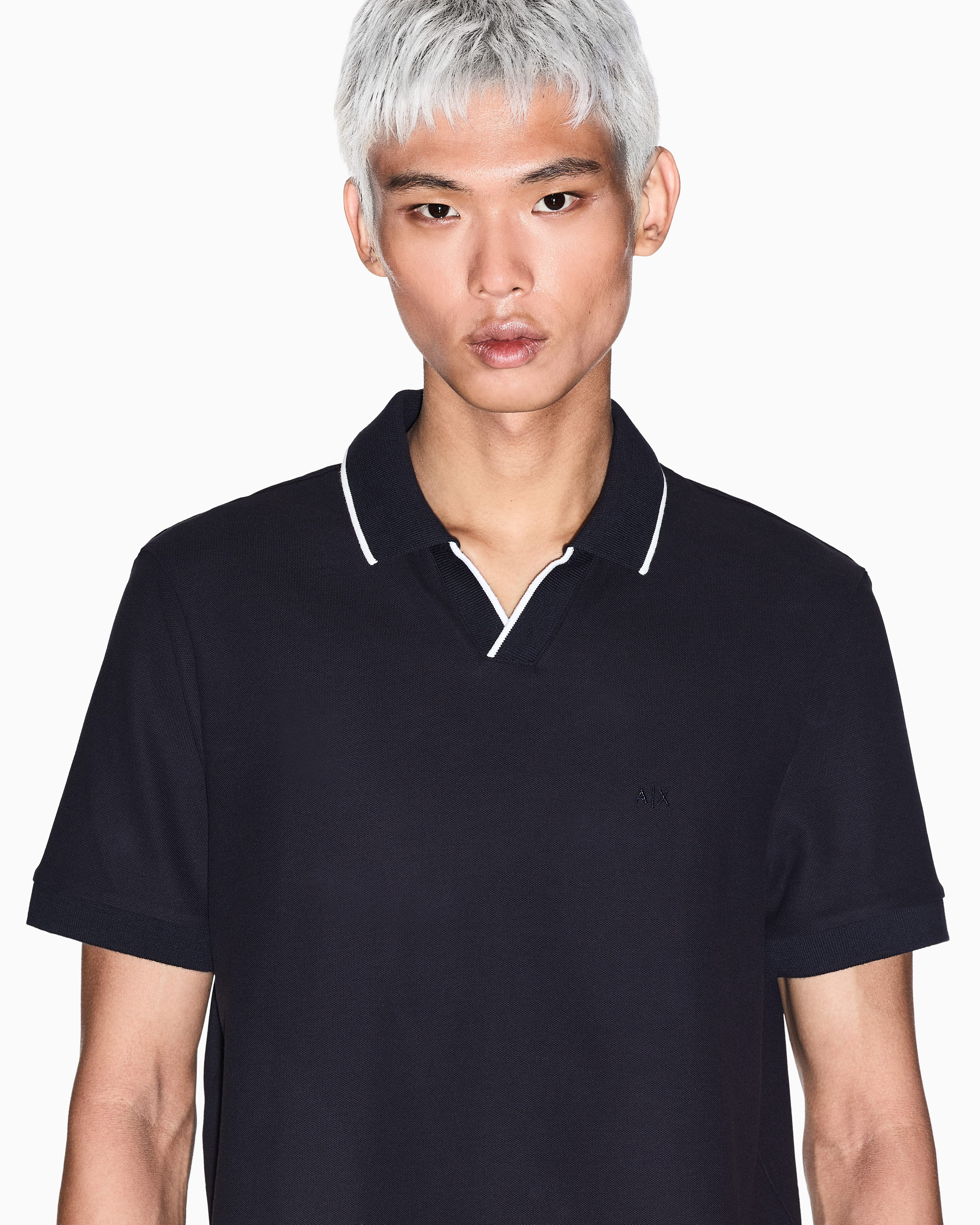 Men Blue Armani Classics Slim Fit Polos