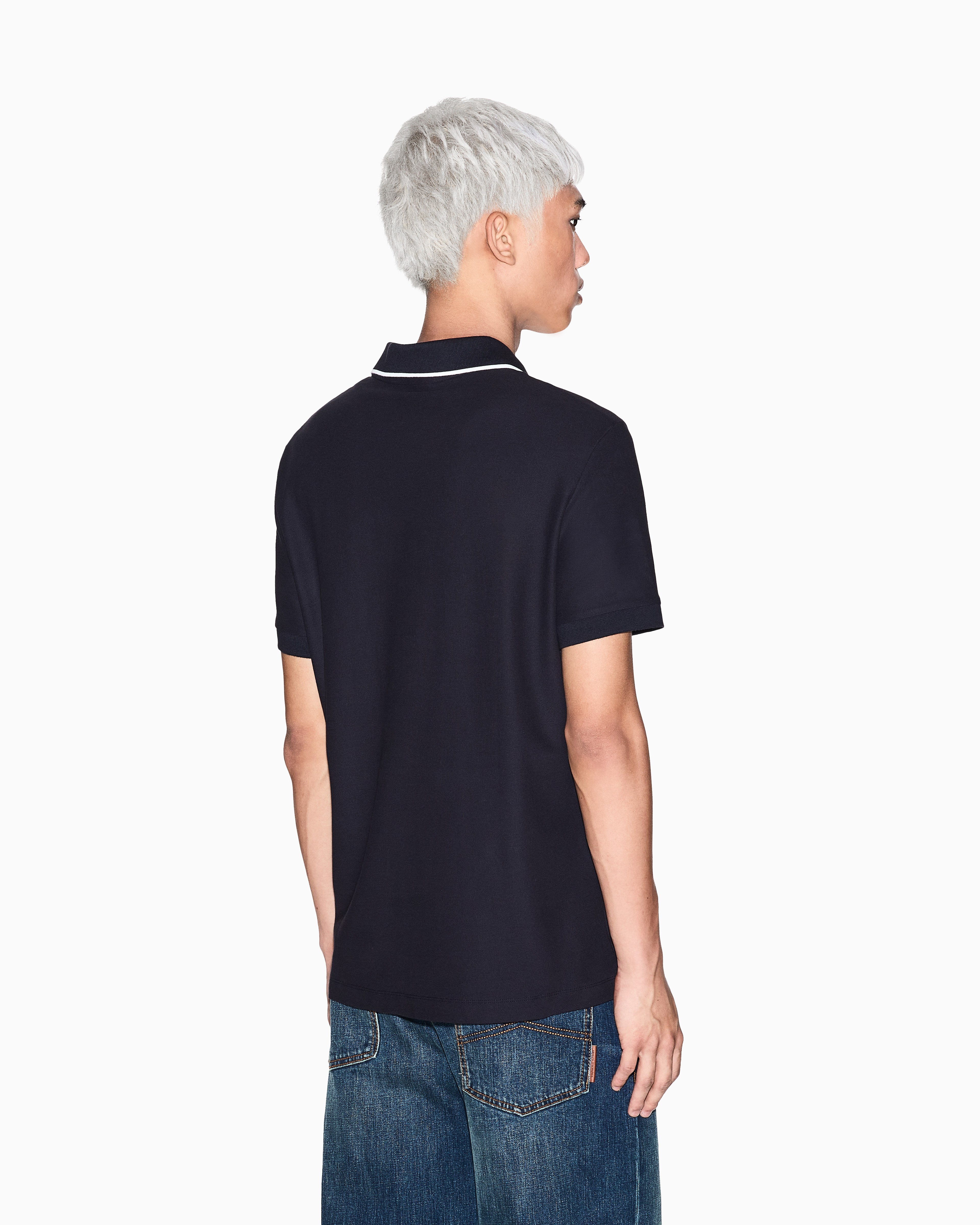 Men Blue Armani Classics Slim Fit Polos