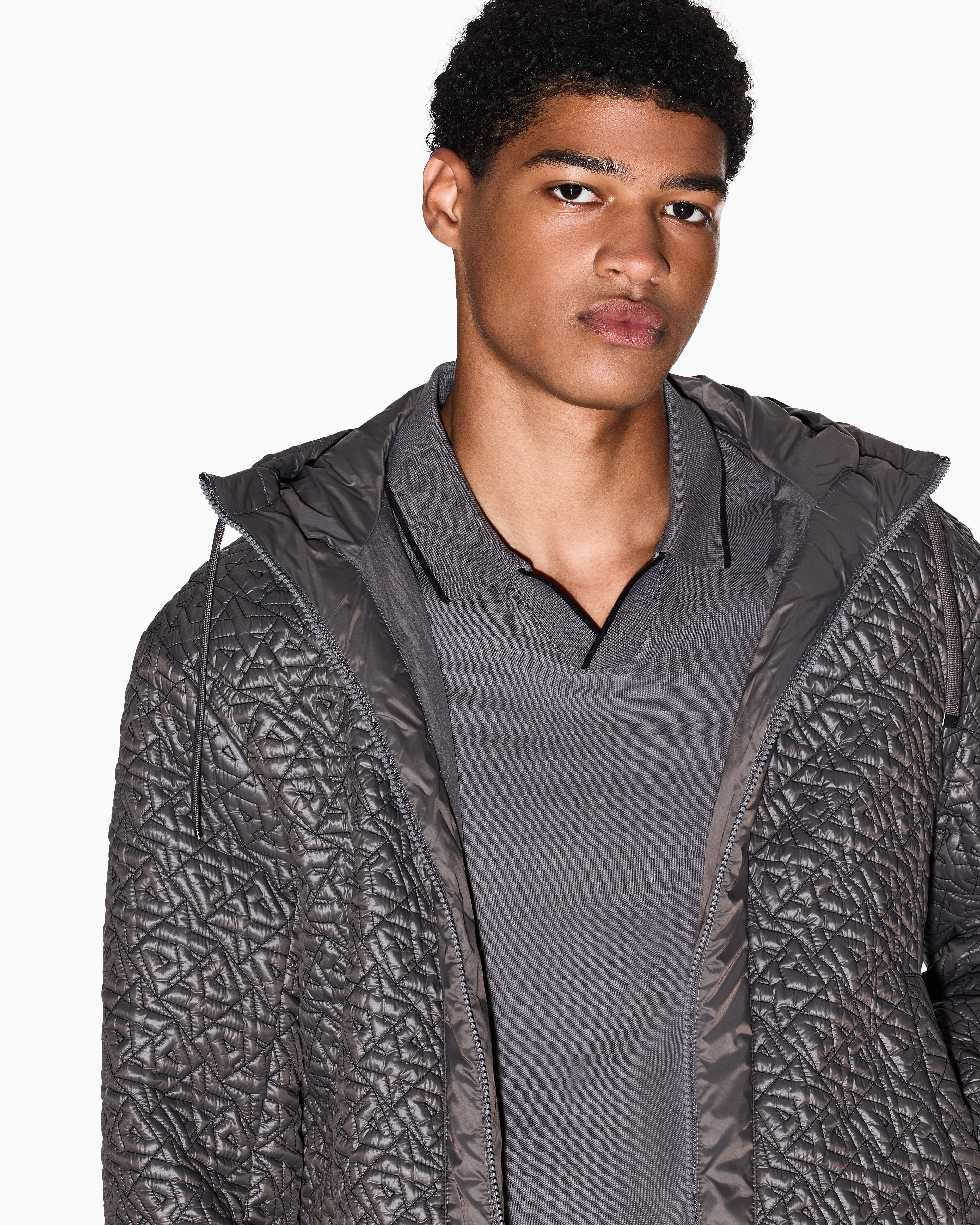 Men Grey Armani Classics Slim Fit Polos