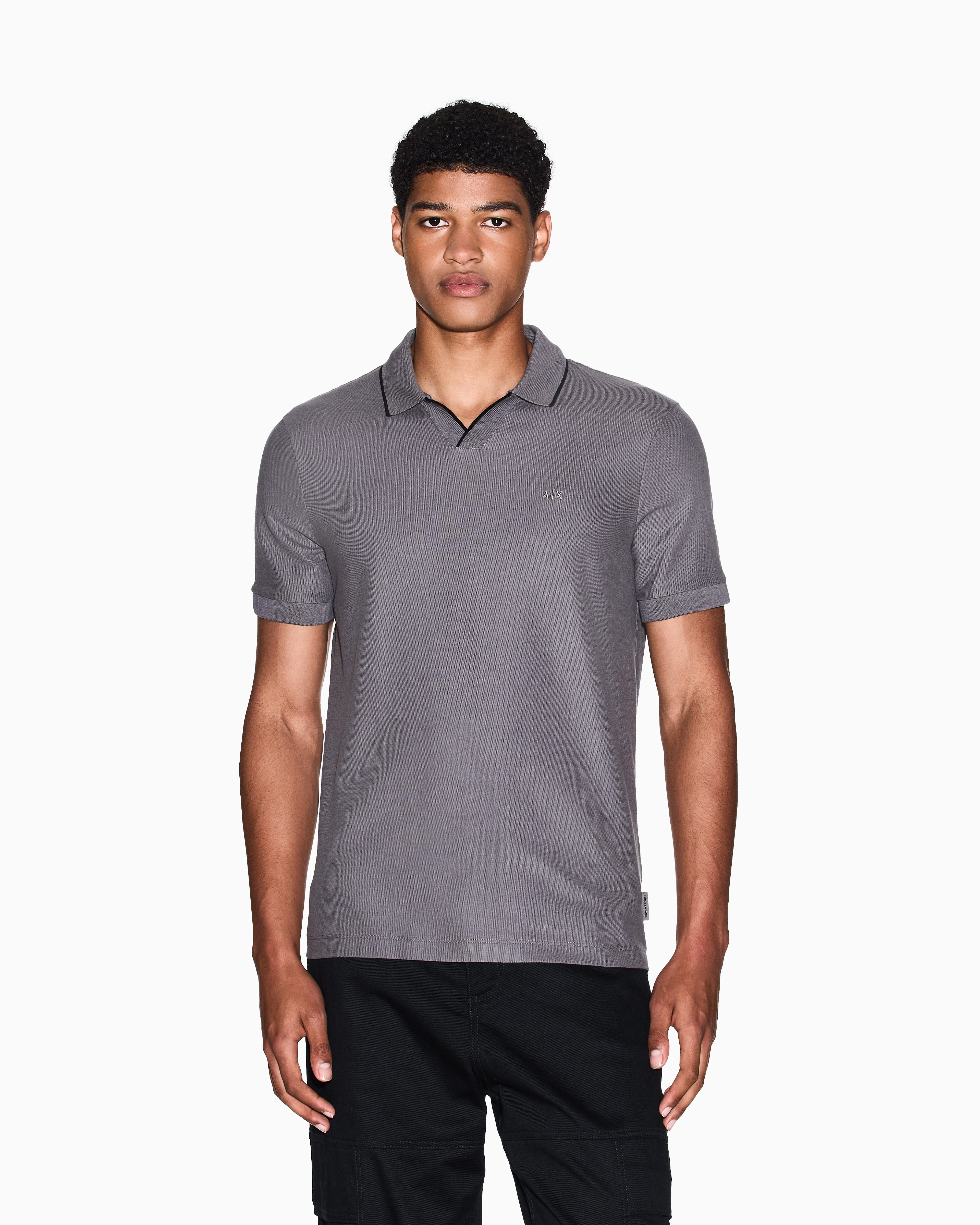 Men Grey Armani Classics Slim Fit Polos