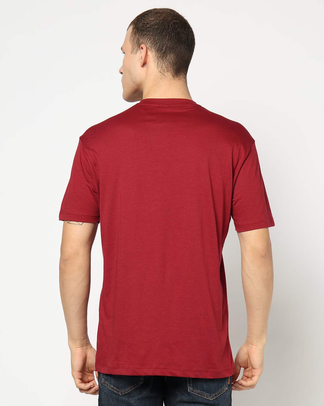 Men Maroon Armani Classics Regular Fit T-Shirts