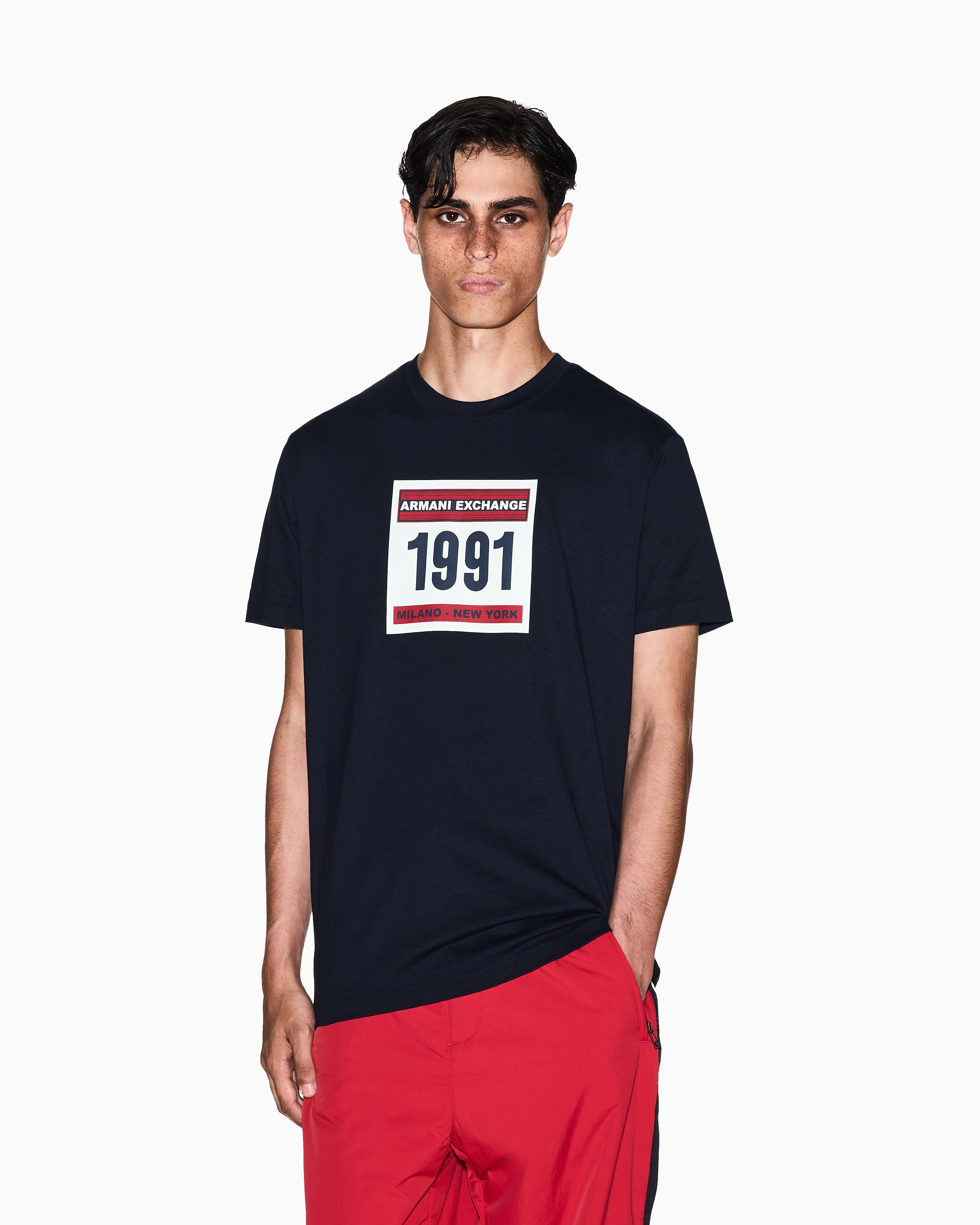Men Blue Retro Sports Regular Fit T-Shirts