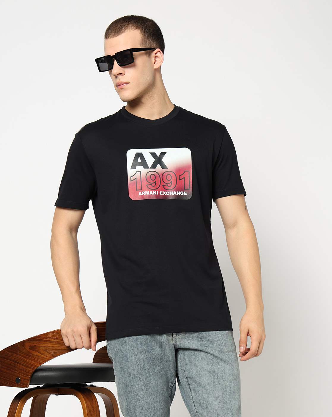 Men Blue Retro Sports Regular Fit T-Shirts