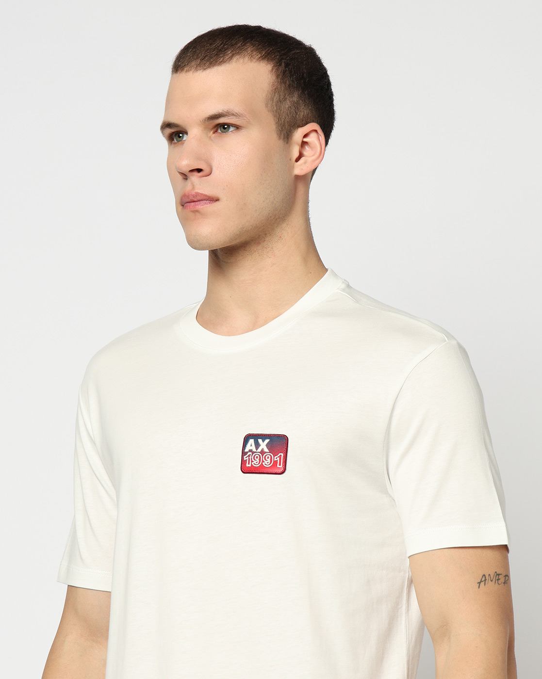 Men White Retro Sports Regular Fit T-Shirts