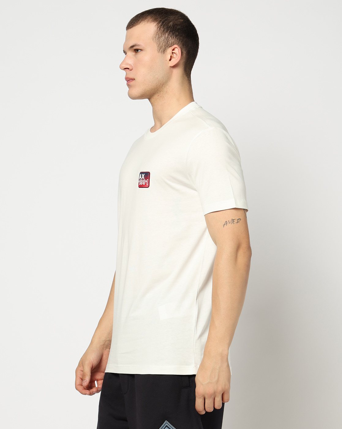 Men White Retro Sports Regular Fit T-Shirts
