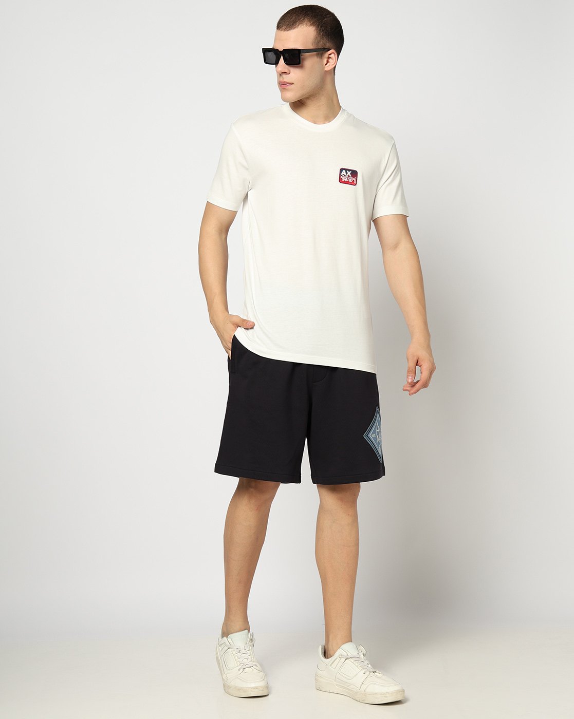 Men White Retro Sports Regular Fit T-Shirts