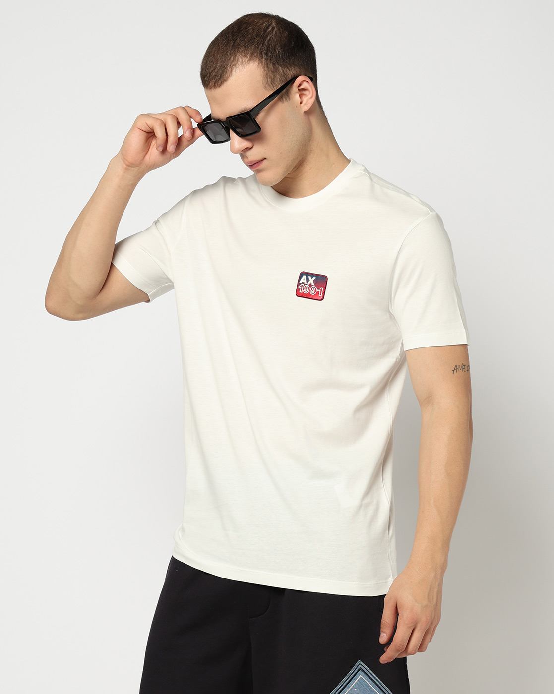 Men White Retro Sports Regular Fit T-Shirts
