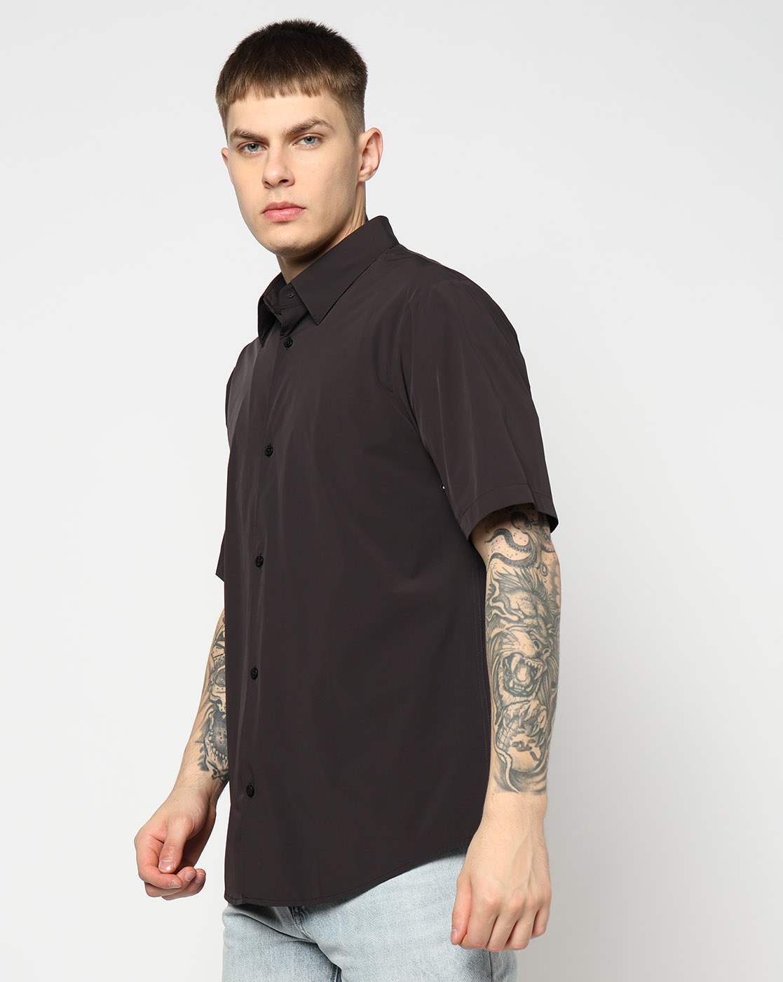 Men Black Commuting Regular Fit Casual Shirts