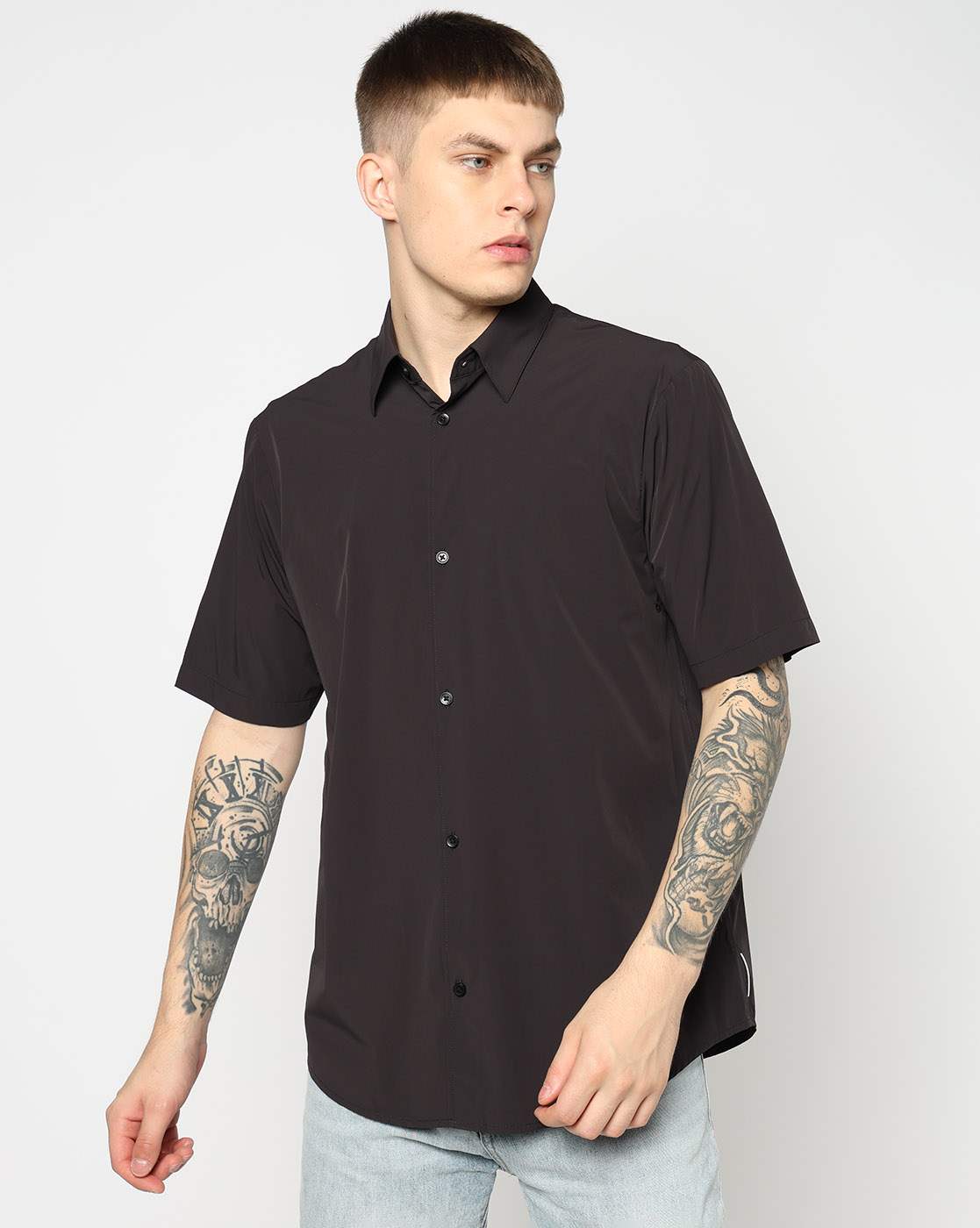 Men Black Commuting Regular Fit Casual Shirts